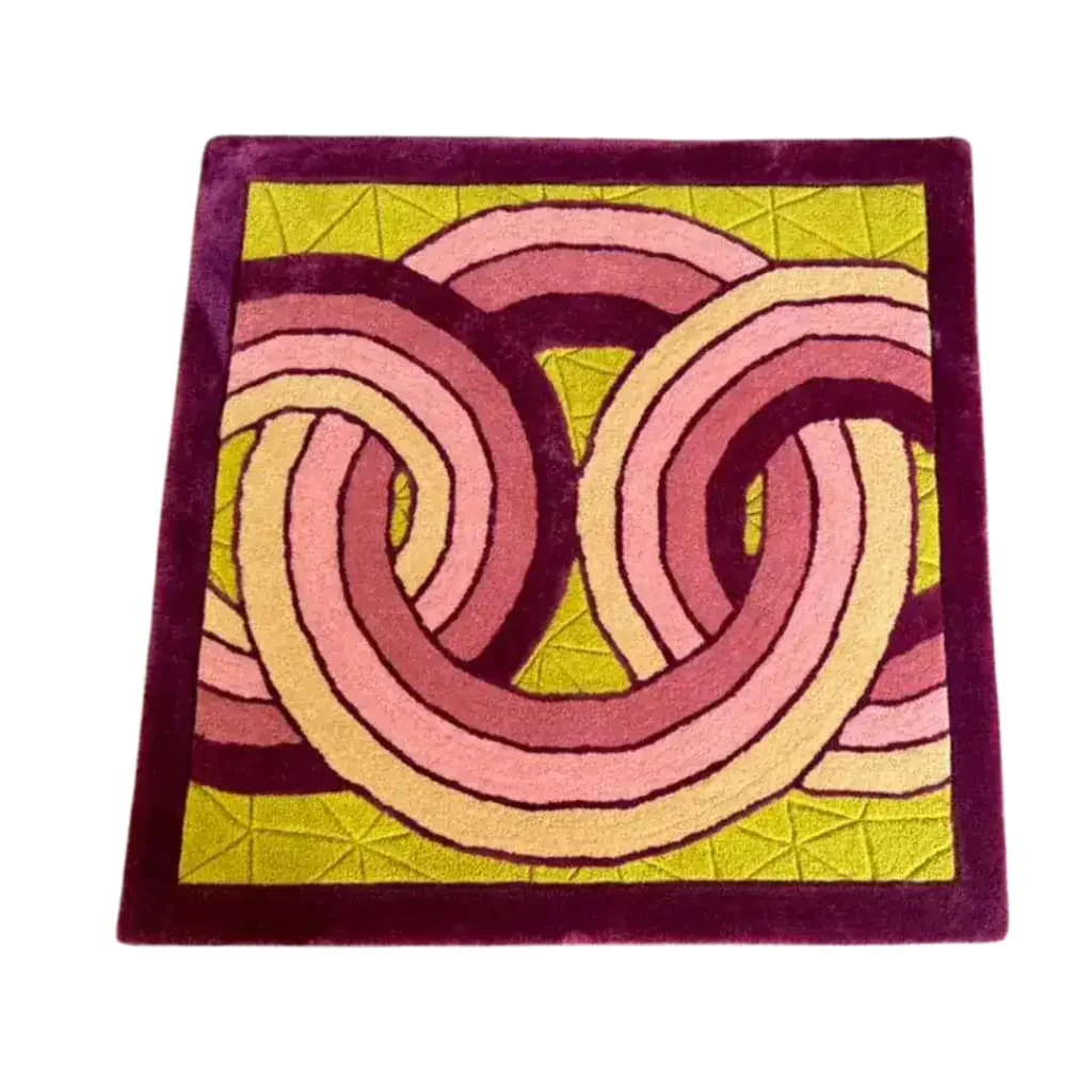 Maia Knotted Circles on Square Hand Tufted Wool Rug - Purple/Cream - Image 4