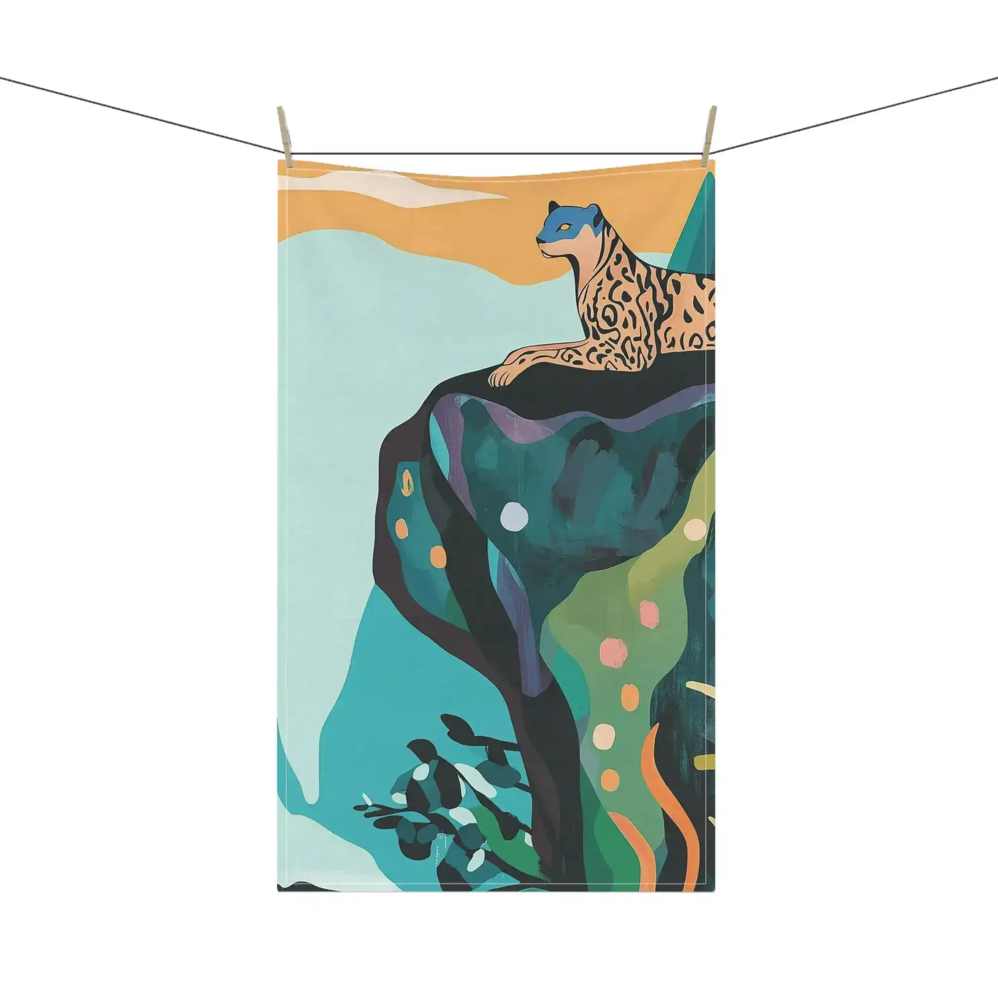 Majestic Cheetah on Rocky Cliff Kitchen Towel - Image 4