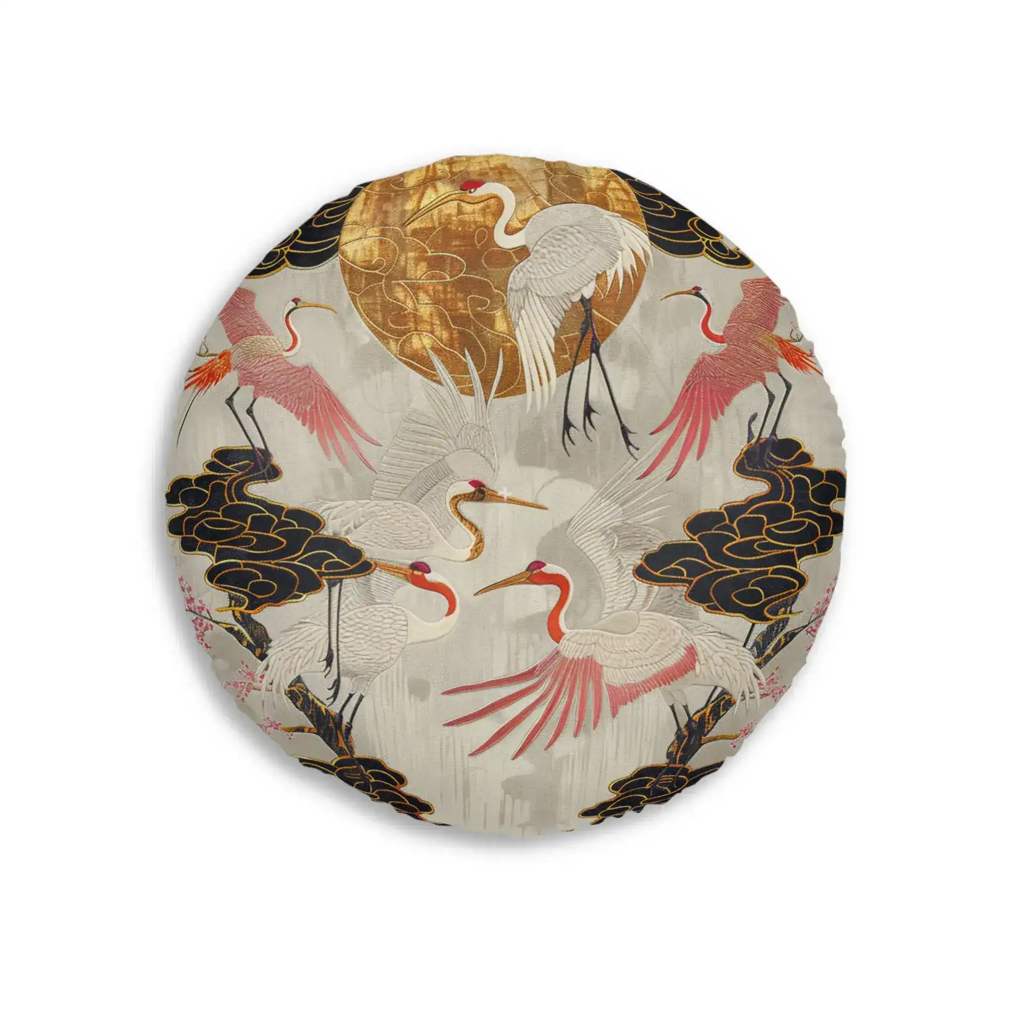 Majestic Crane and Cloud Pattern Floor Pillow - Image 3