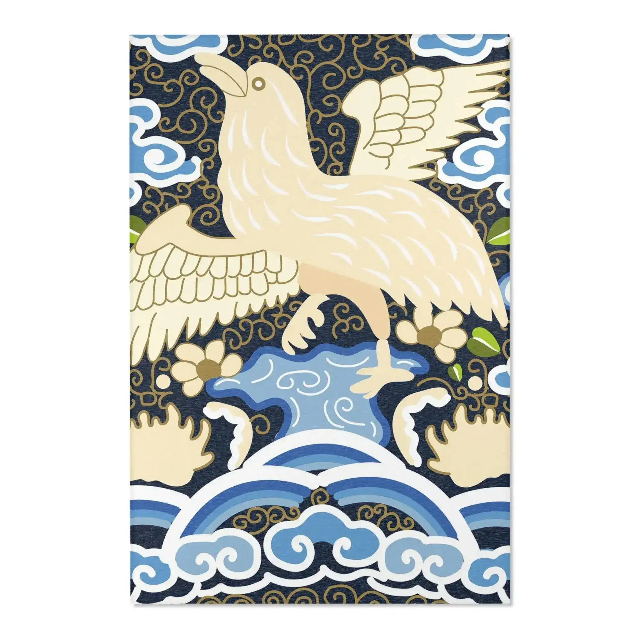 Majestic Phoenix Over Ocean Waves Accent Rug - Image 3