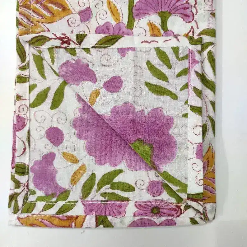 Major Springtime Block Printed Cotton Napkins - Image 2