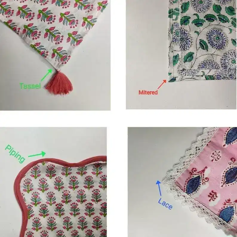 Major Springtime Block Printed Cotton Napkins - Image 3