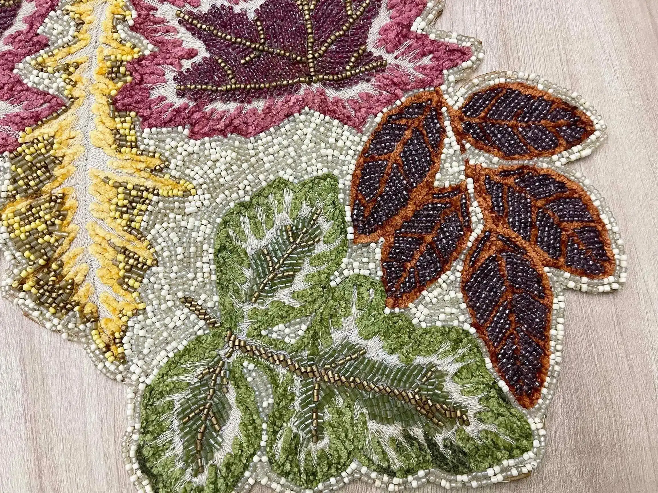 Maple Leaf Embroidered Beaded Table Runner - Image 5