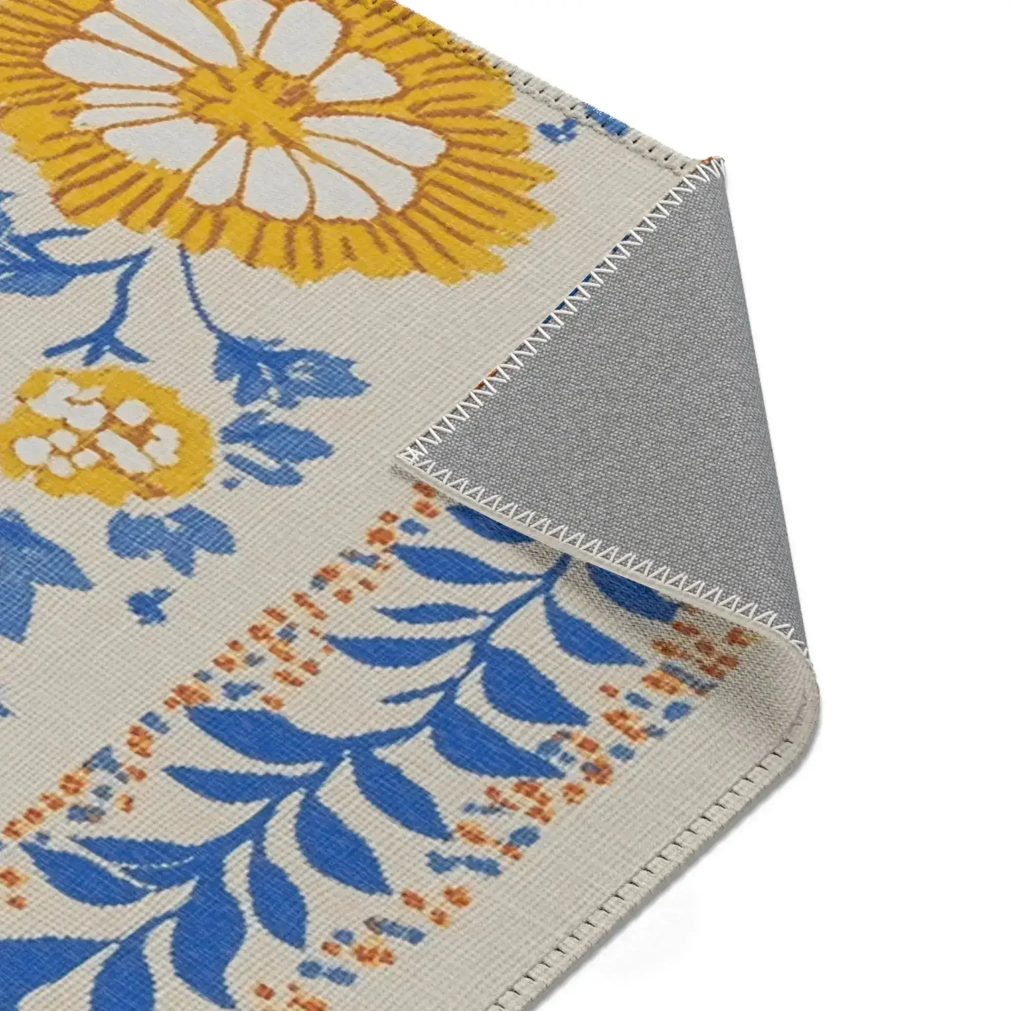Marigold Stripes – Folk Floral Accent Rug - Image 5