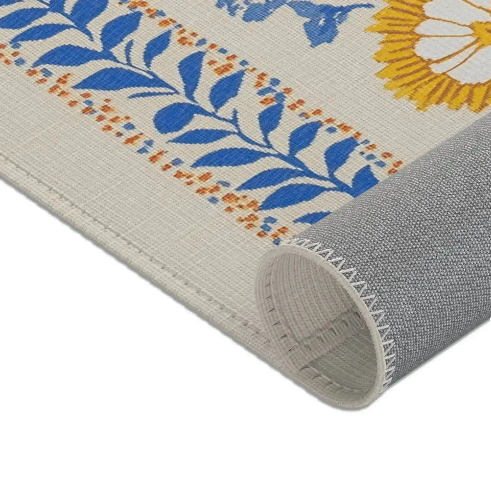 Marigold Stripes – Folk Floral Accent Rug - Image 7