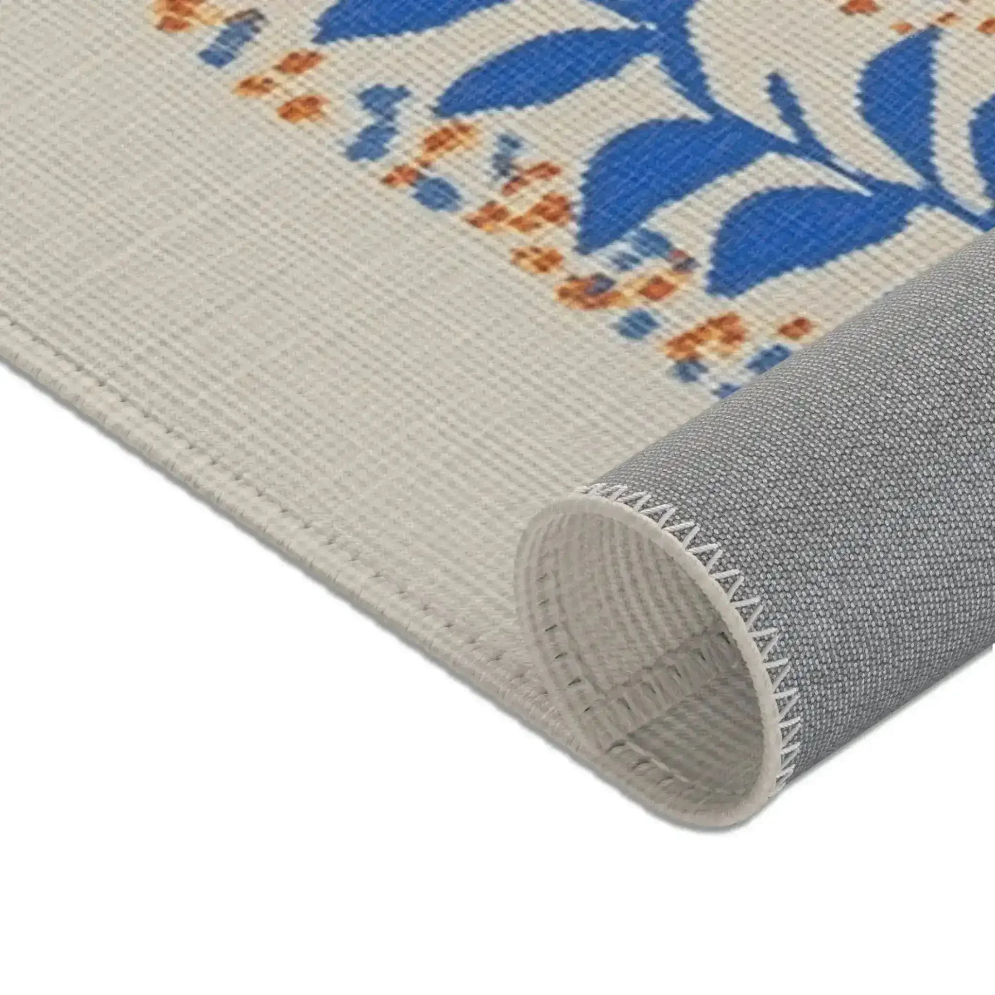 Marigold Stripes – Folk Floral Accent Rug - Image 9