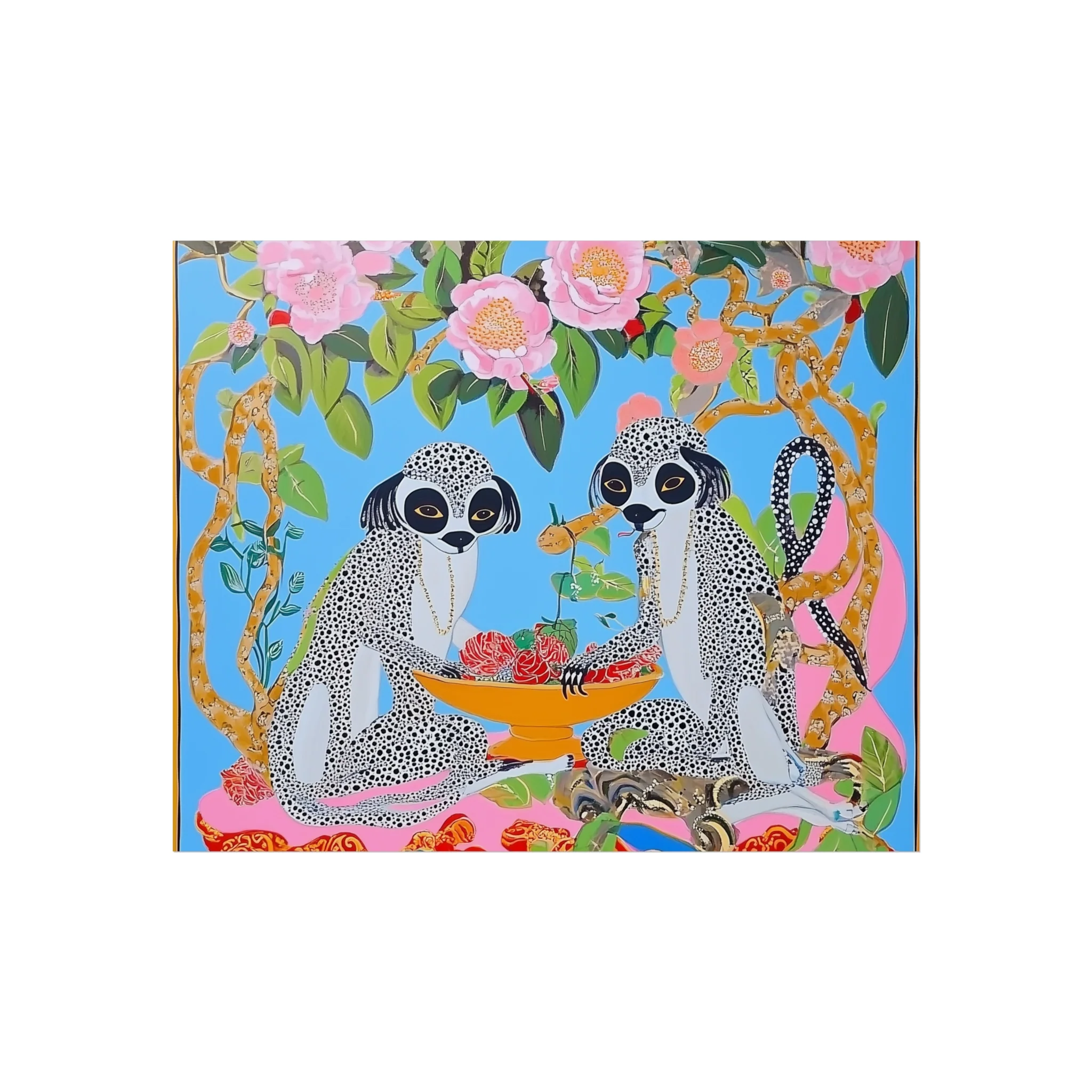 Maximalist Floral Monkeys Fine Art Poster - Image 3