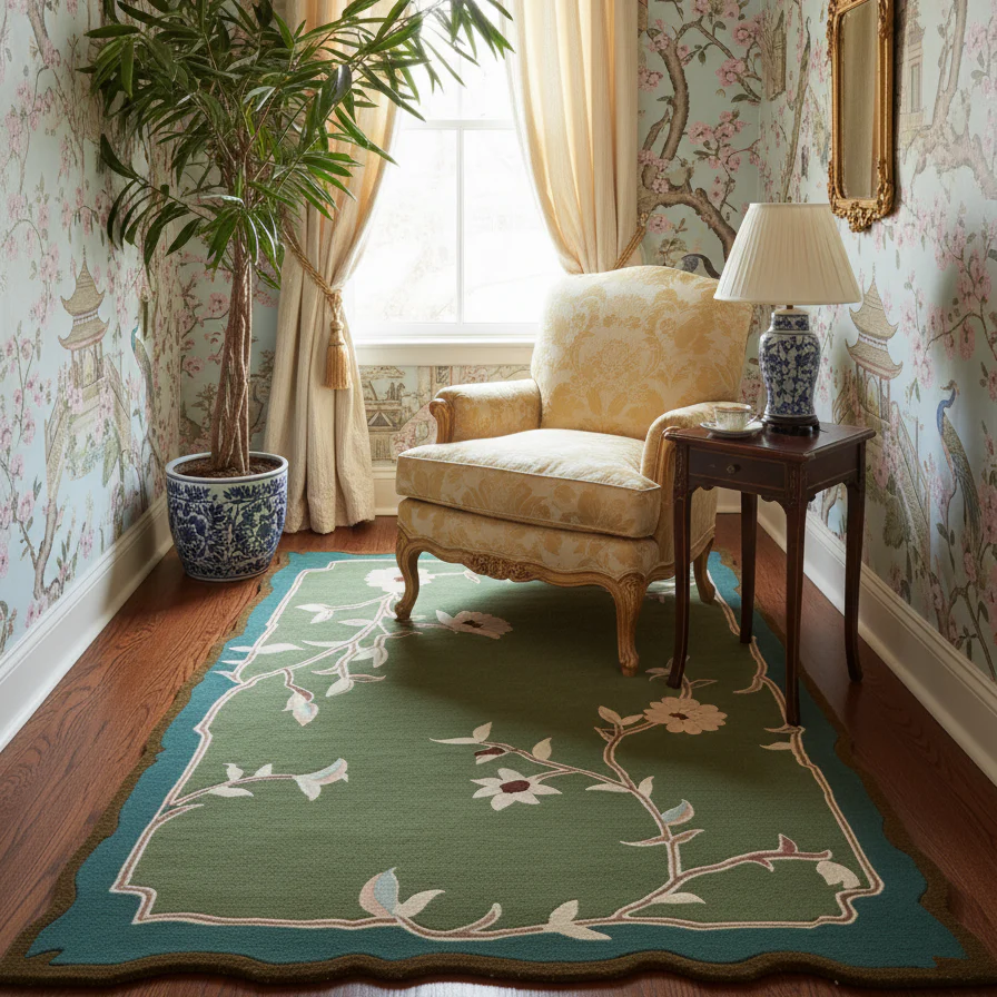 Meandering Petals Hand Tufted Wool Rug - Image 7