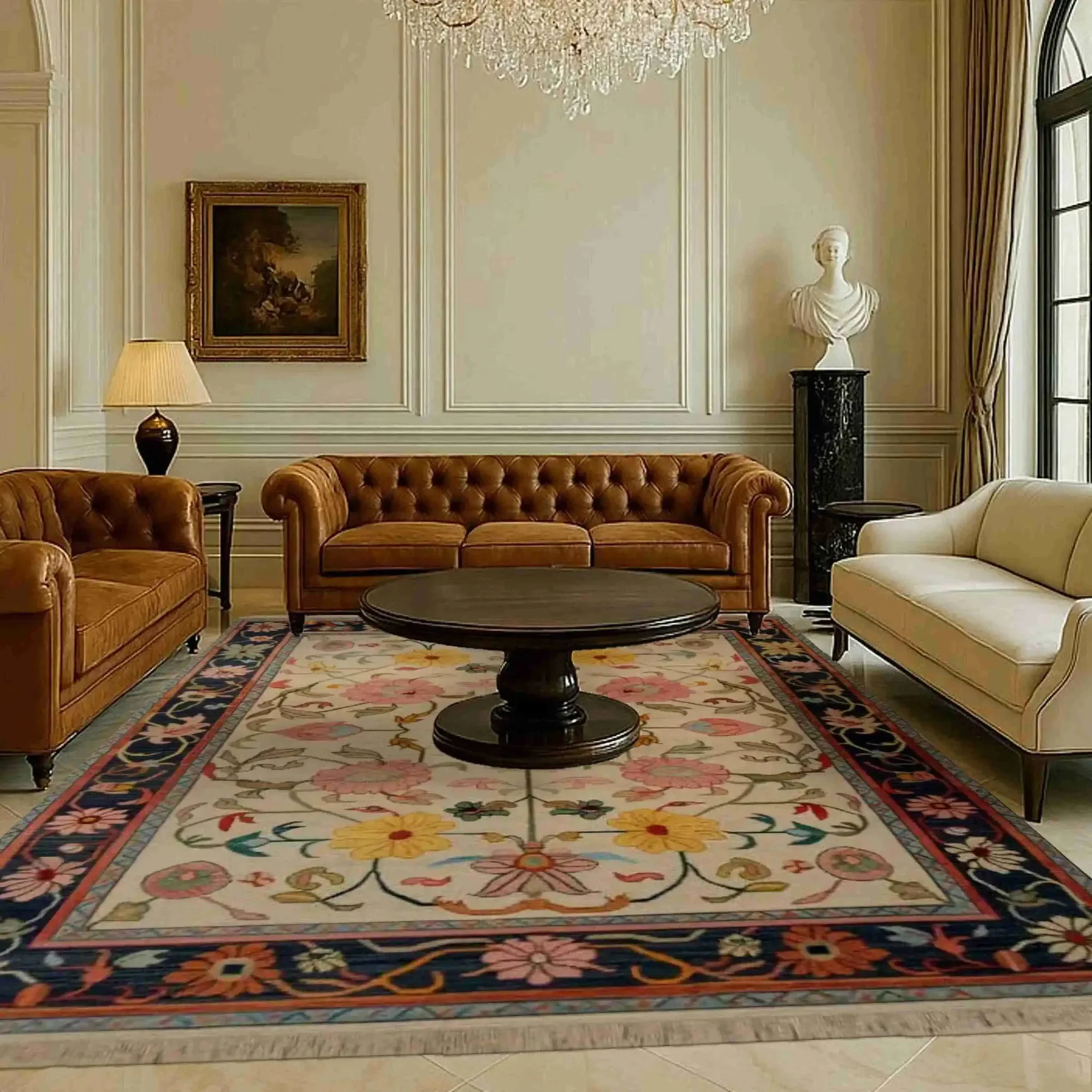 Medallion Bloom Hand Knotted Area Rug - Image 3