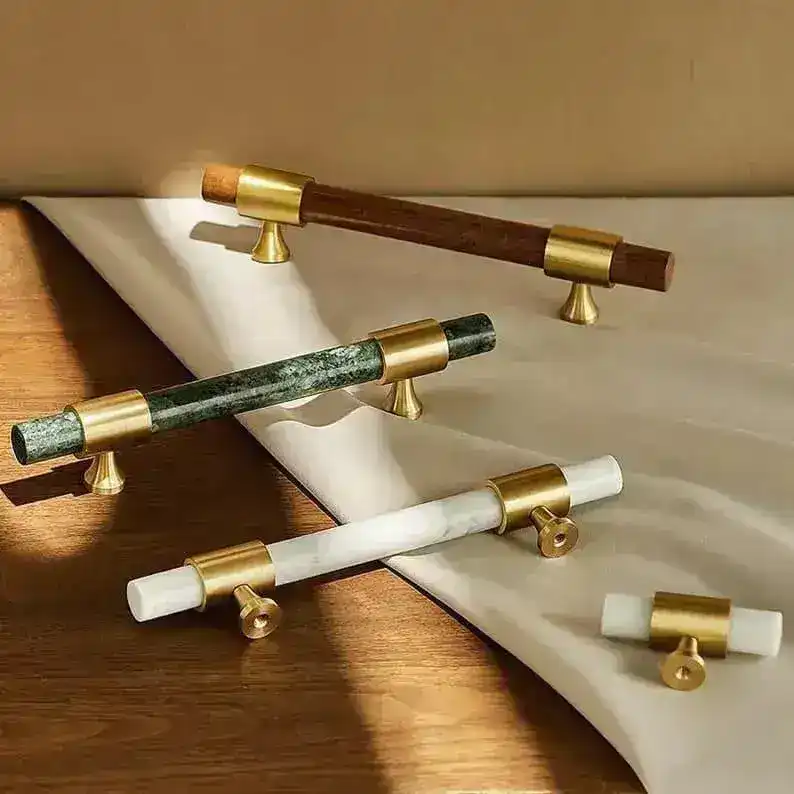 Meg Brass and Marble Cabinet Door Pulls - White - Image 5