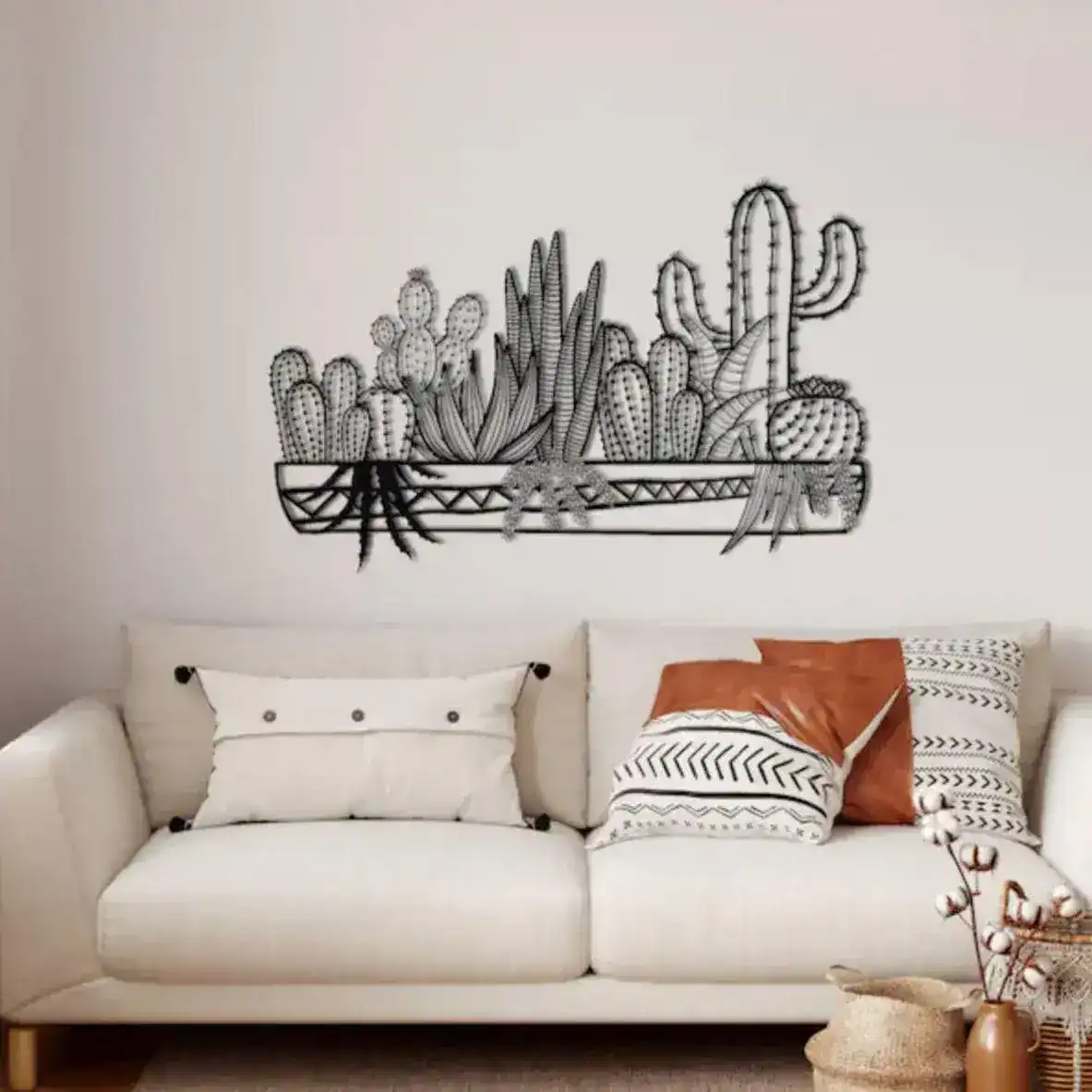 Metal Cactus Wall Decor Art - Image 3