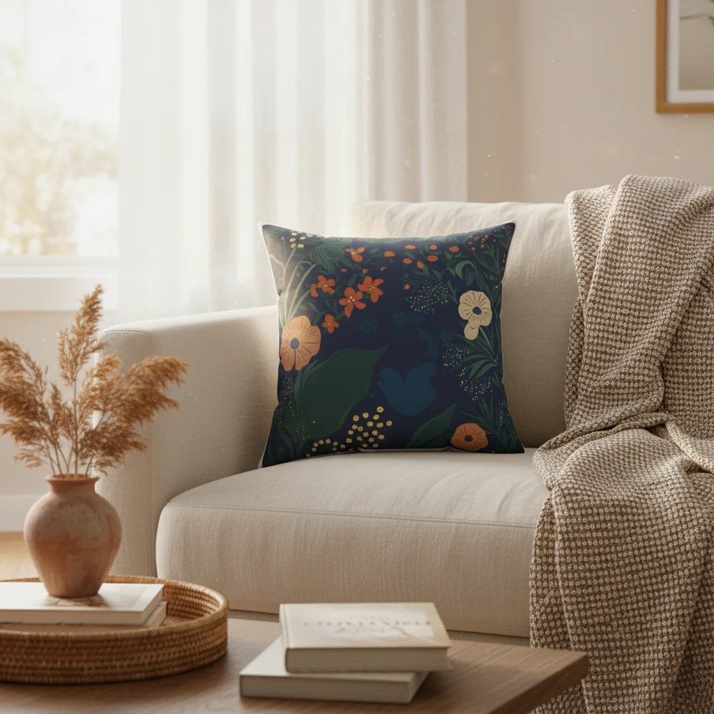 Midnight Garden Gaze Throw Pillow - Image 2