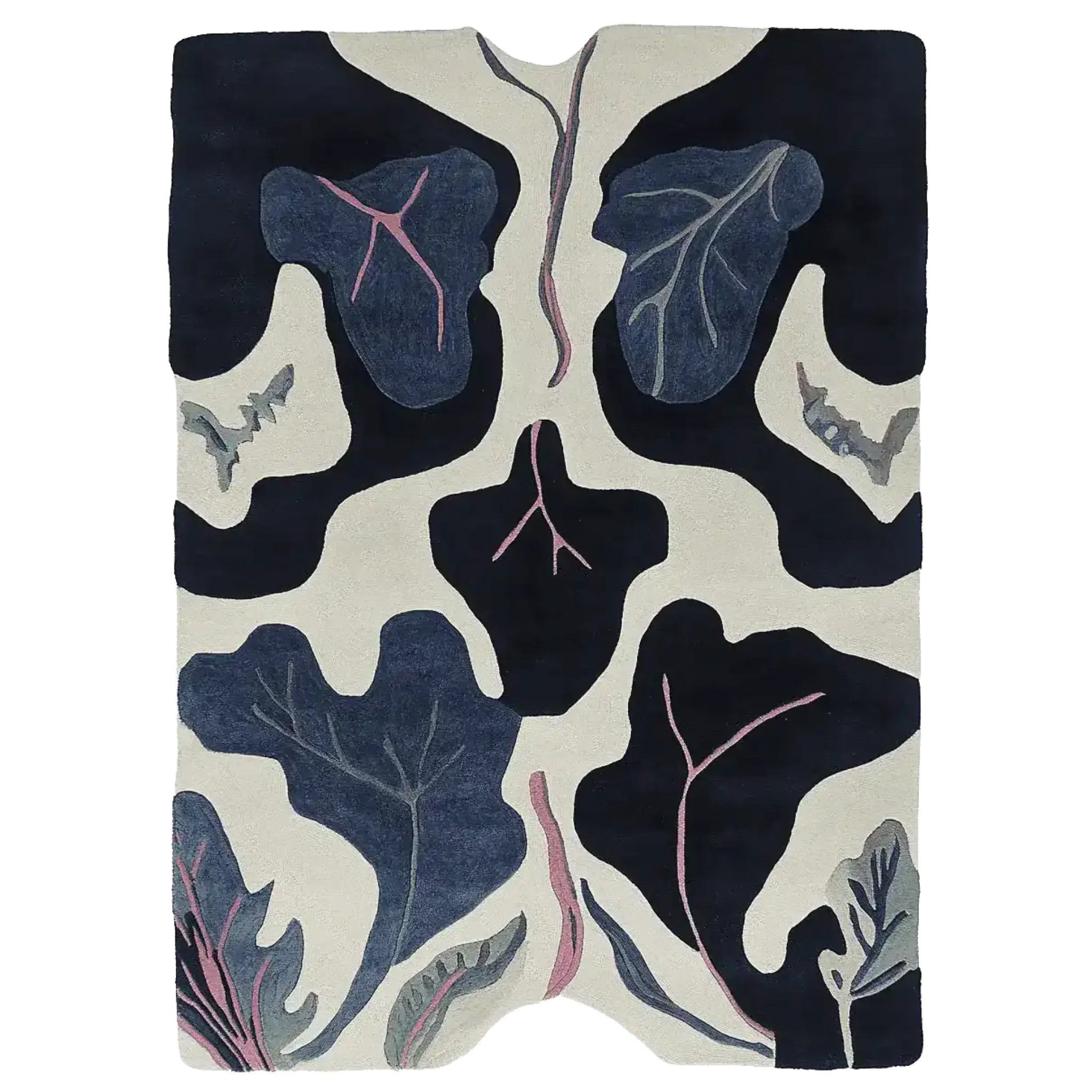 Midnight Leaf Veins Hand Tufted Rug - Image 3