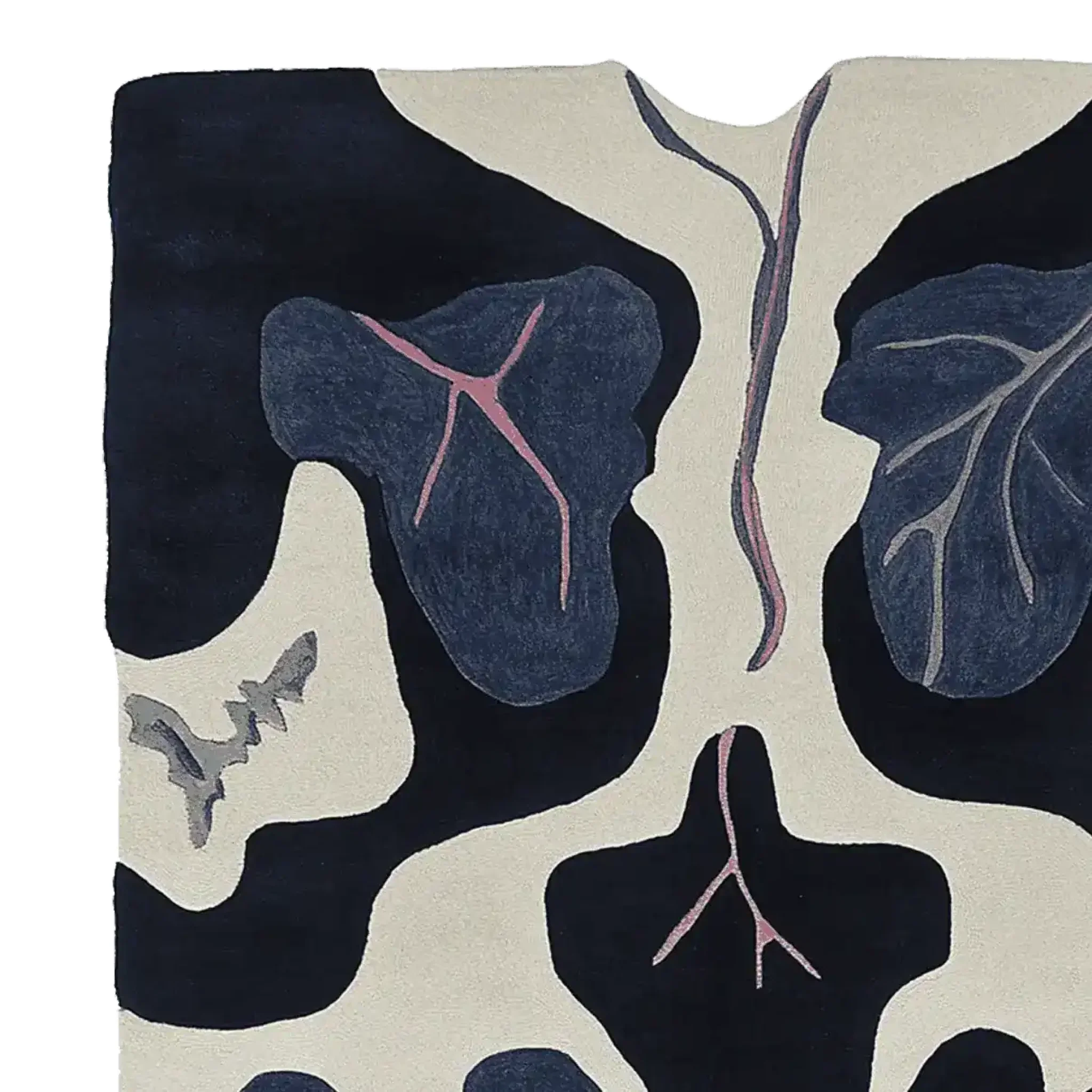 Midnight Leaf Veins Hand Tufted Rug - Image 6
