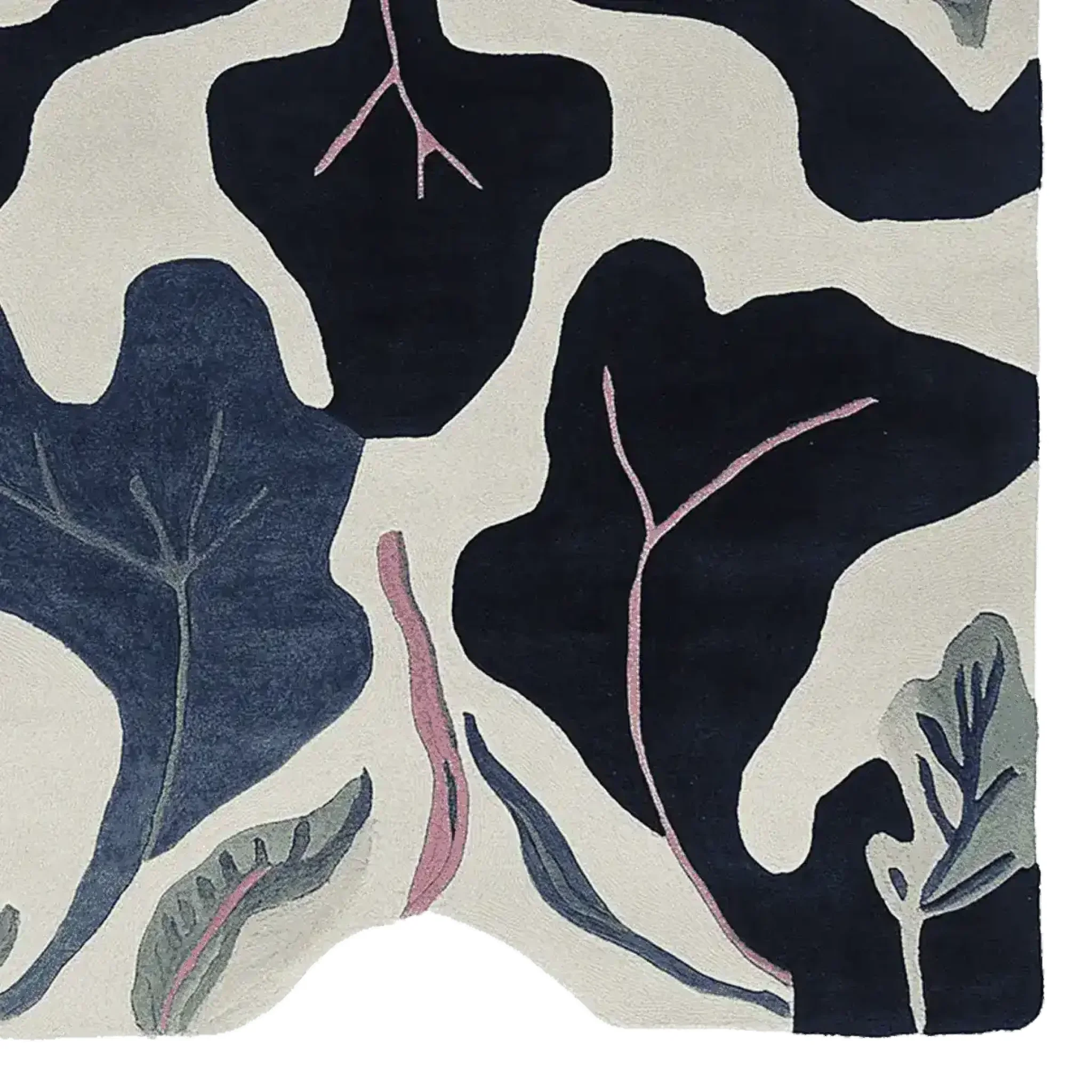 Midnight Leaf Veins Hand Tufted Rug - Image 7