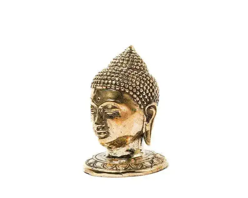 Mini Bronze Buddha Head Statue - Image 4