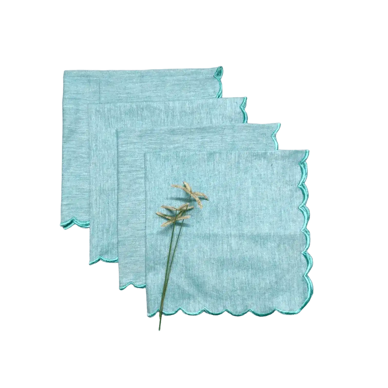 Mini Scalloped Plain Cotton Napkins - Image 8