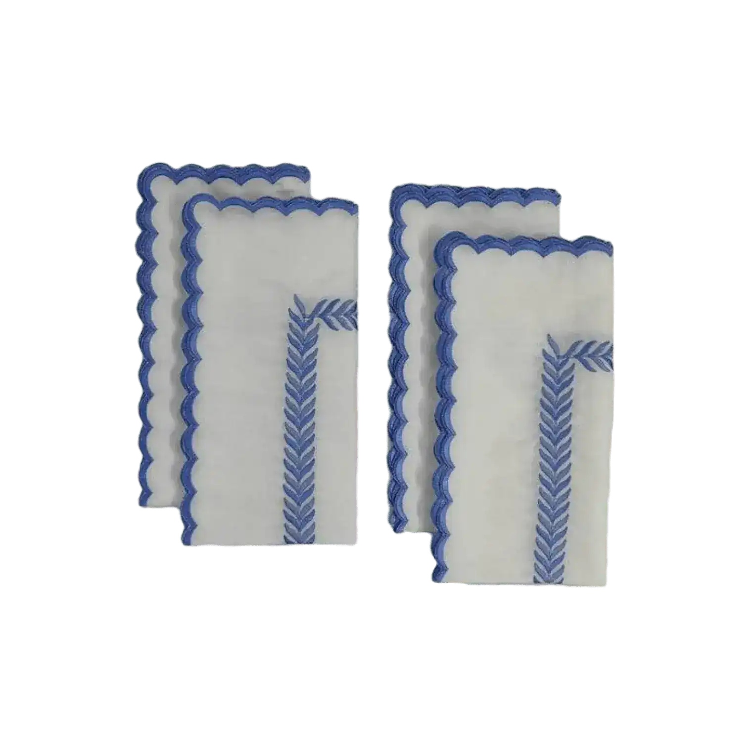 Mini Scalloped White Cotton Napkins with Embroidered Borders - Image 4