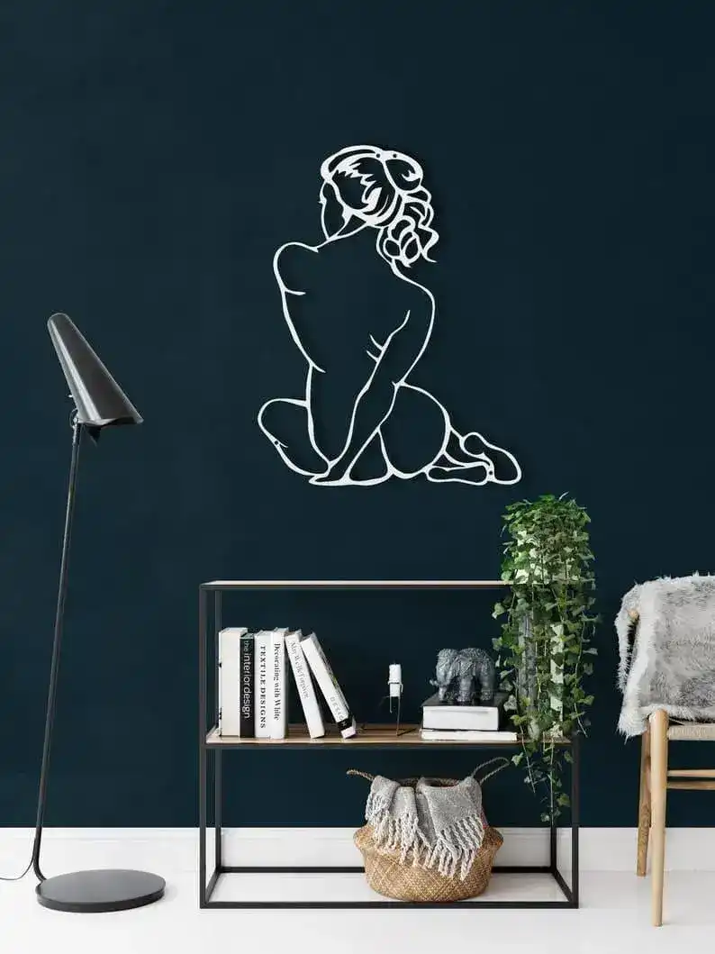 Minimalist Diva Woman Silhouette Metal Wall Hanging Decor - Image 5
