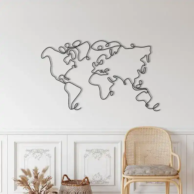 Minimalist World Map Metal Wall Decor - Image 4