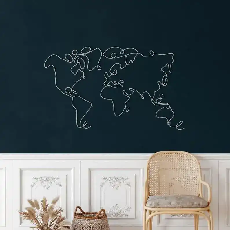 Minimalist World Map Metal Wall Decor - Image 5