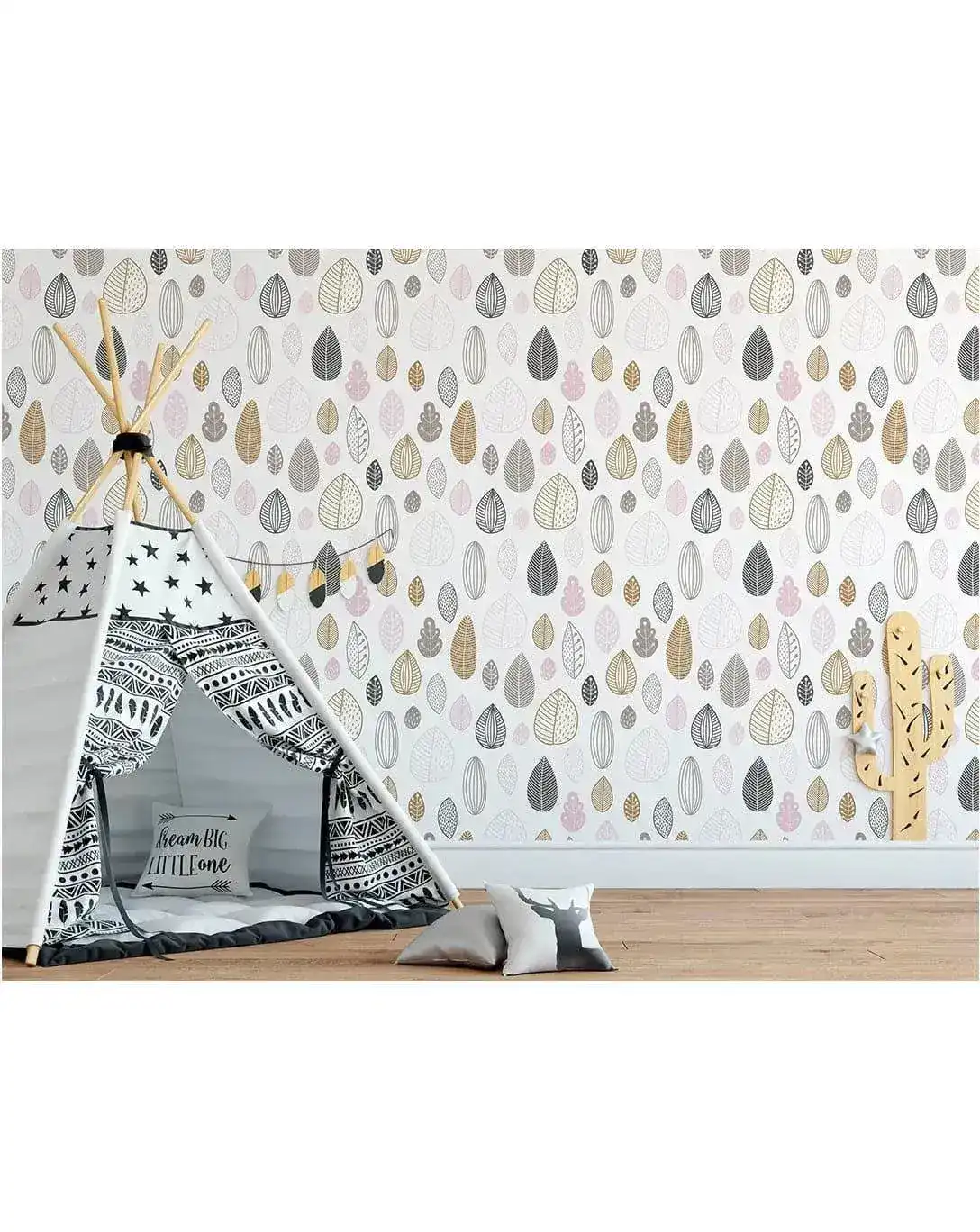 Minimalistic Geometric Leaves Removable Wallpaper - Image 4