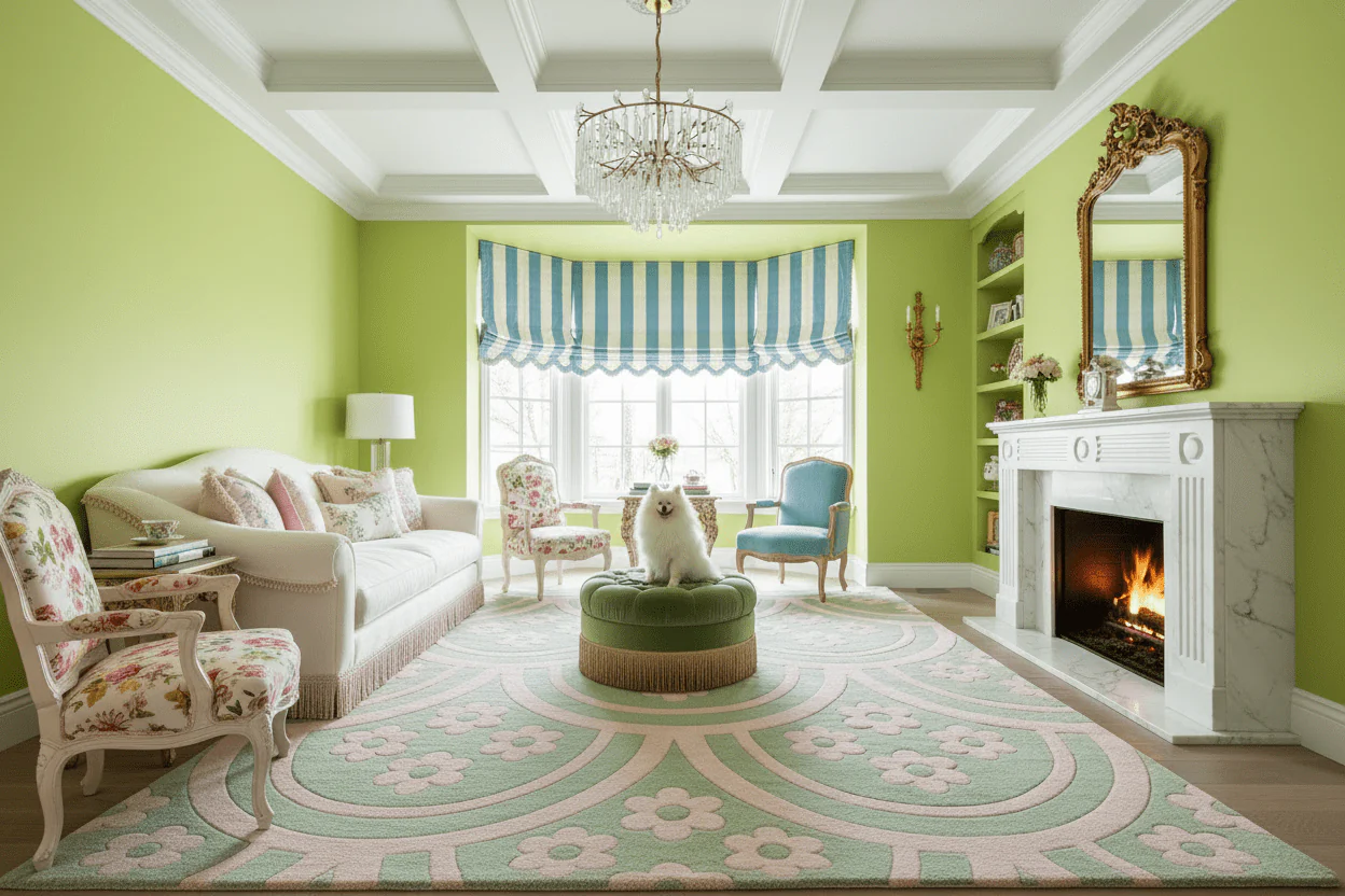 Mint Daisy Waves Hand Tufted Rug - Image 2