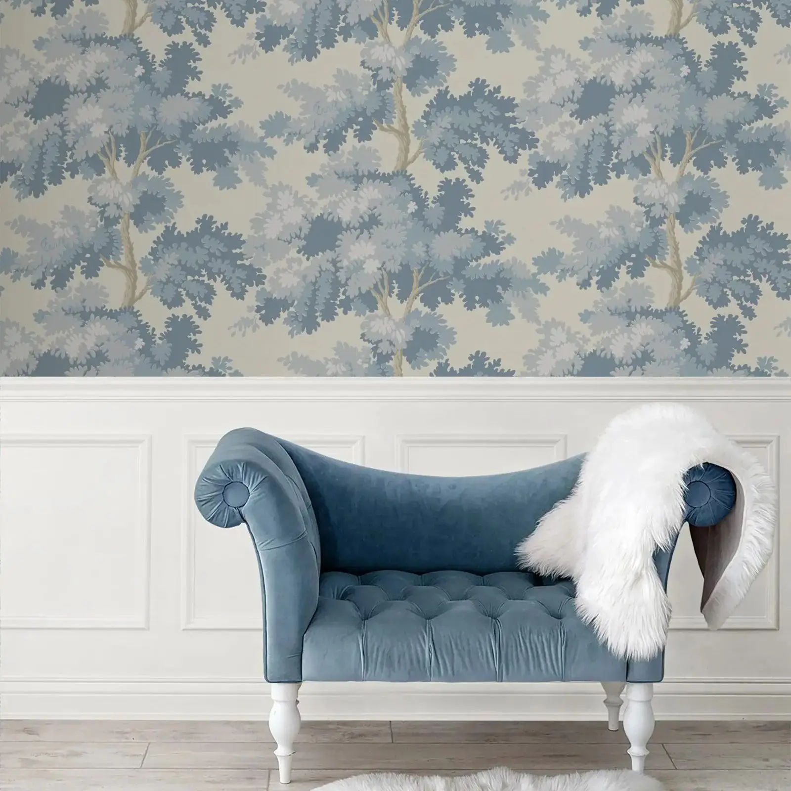 Misty Blue Forest Tapestry Mural - Image 4