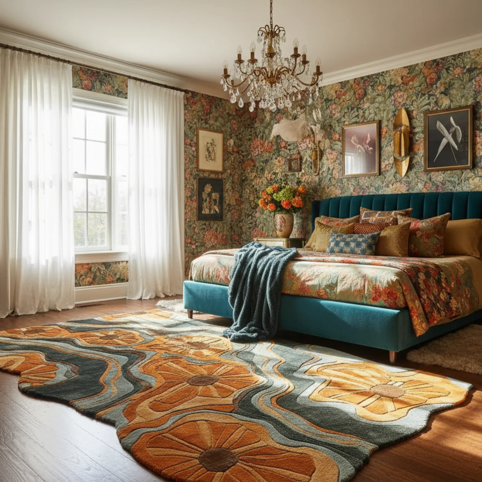 Modern Botanical Flow Hand Tufted Rug - Image 2