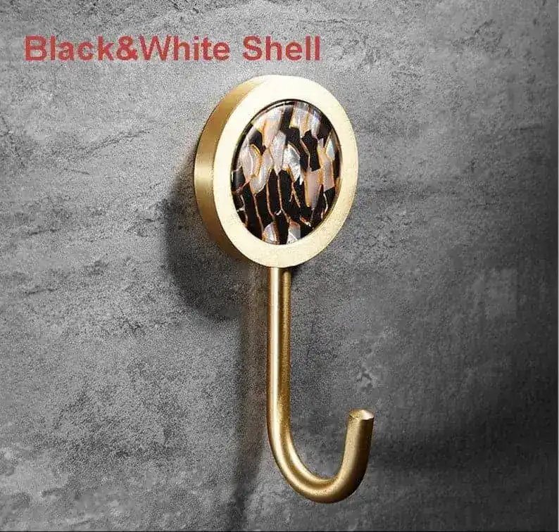Modern Brass Shell Leather Wall Organizer Hook - Image 5