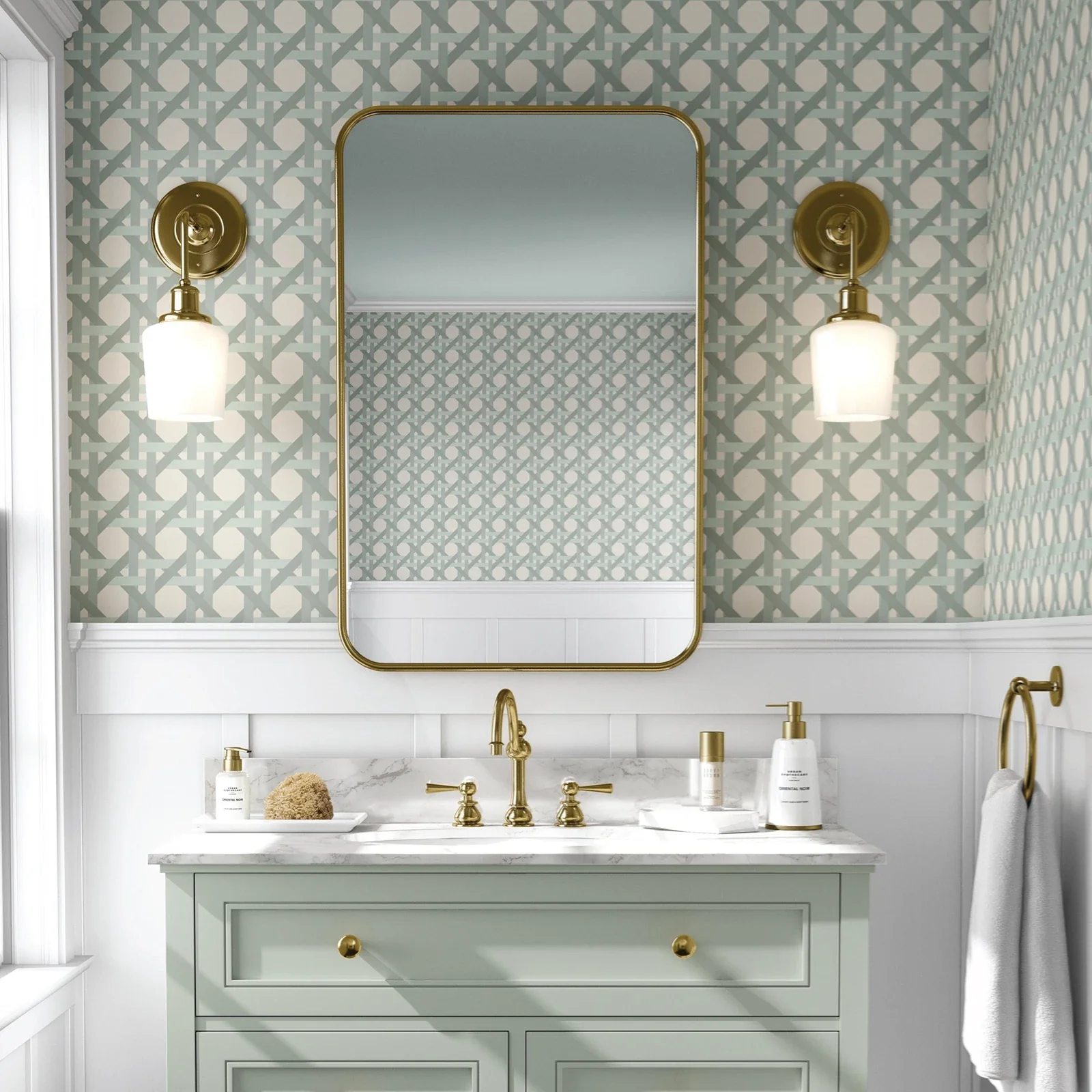 Modern Cane Weave Geometric Wallpaper - Image 3