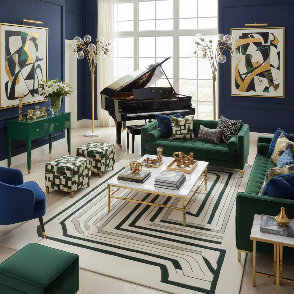 Modern Motion Maze Hand Tufted Rug - Image 2