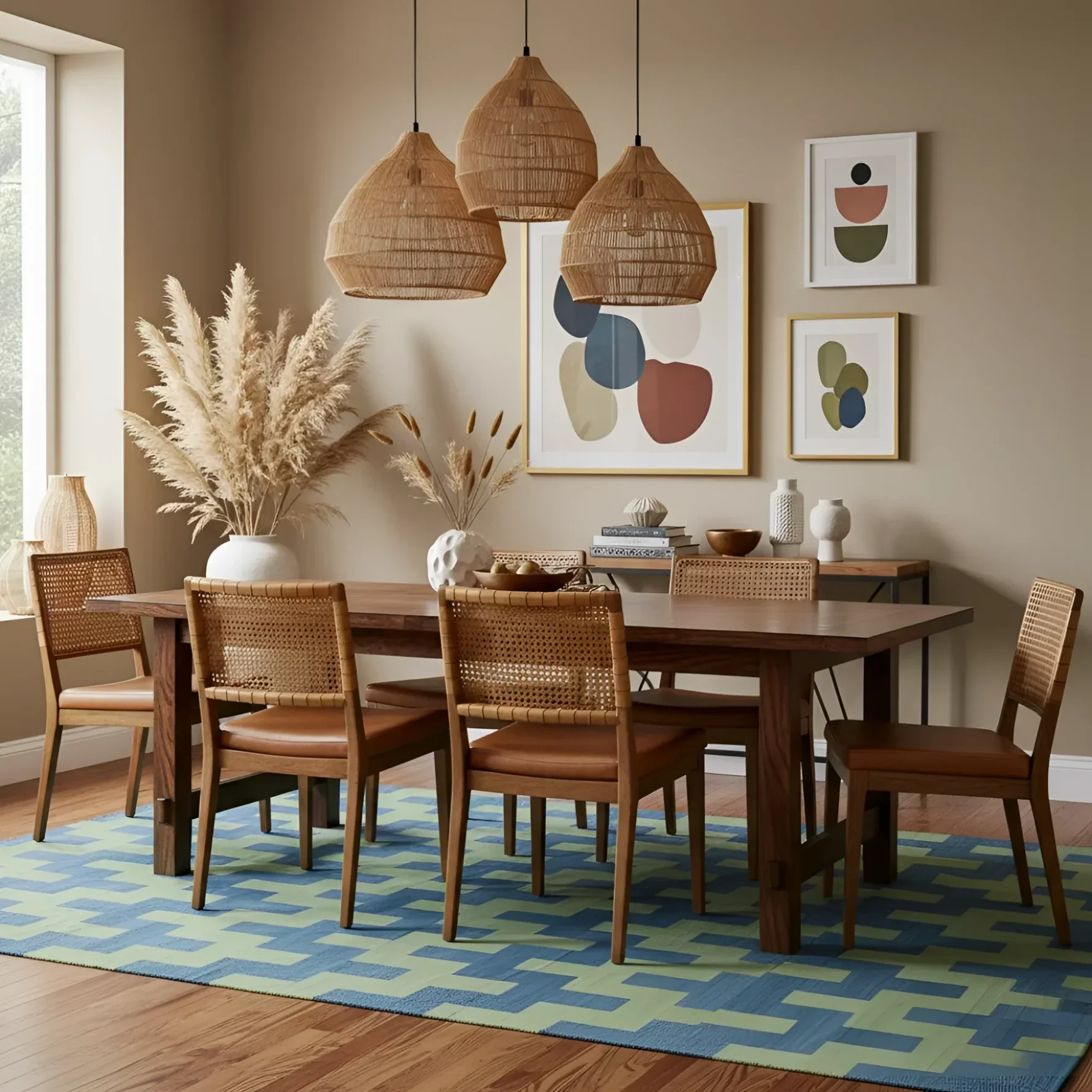 Modern Organic Vegetable Dyed Indian Dhurrie Reversible Cotton Rug - Green - Image 3