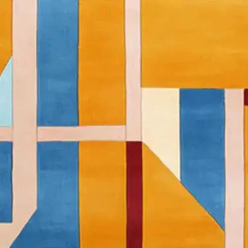 Modern Sunset Grid Hand Tufted Rug - Image 4