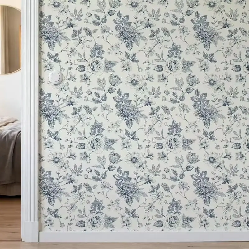 Modern Toile Floral Wallpaper - Image 5