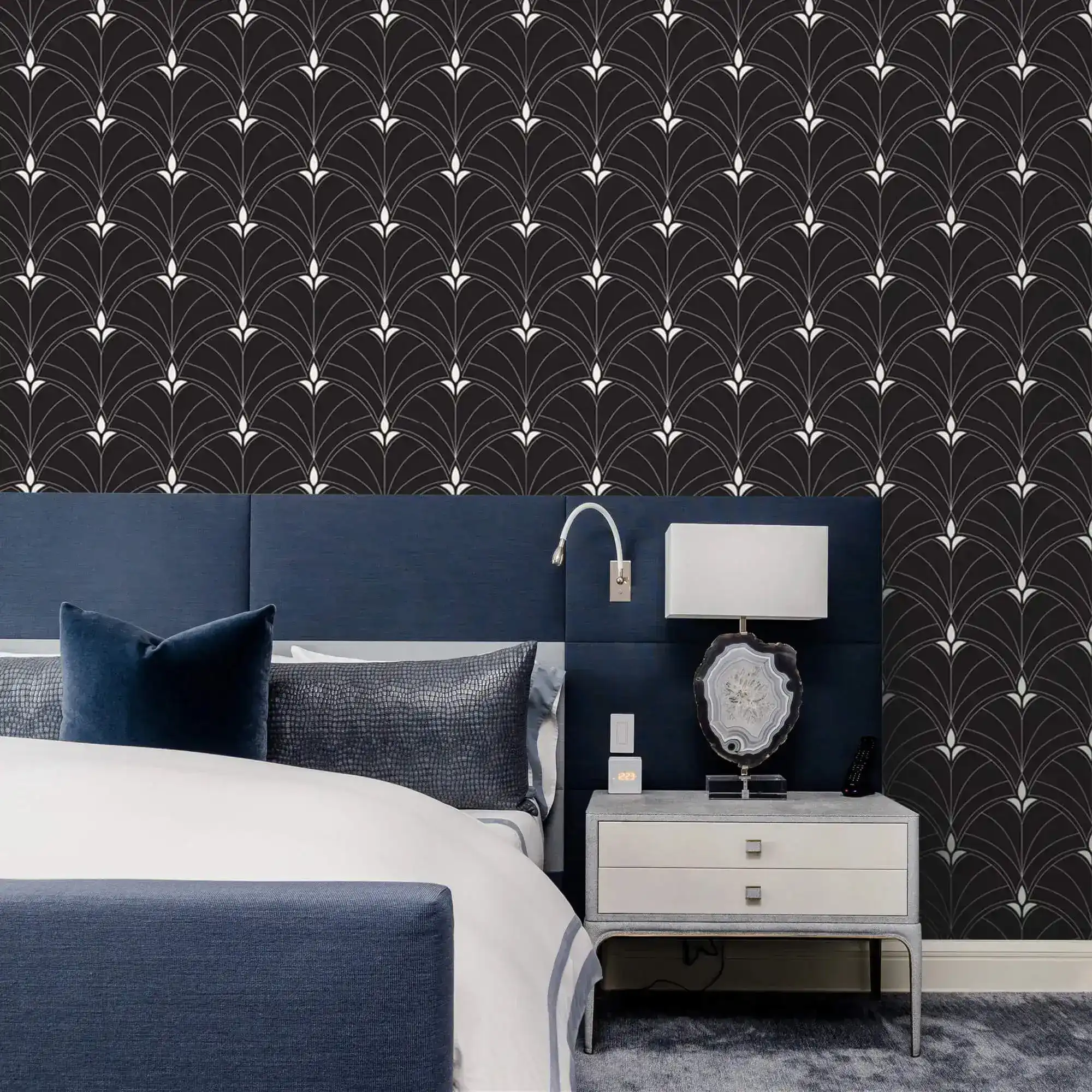 Monochrome Majesty: Black and White Art Deco Arch Wallpaper - Image 6