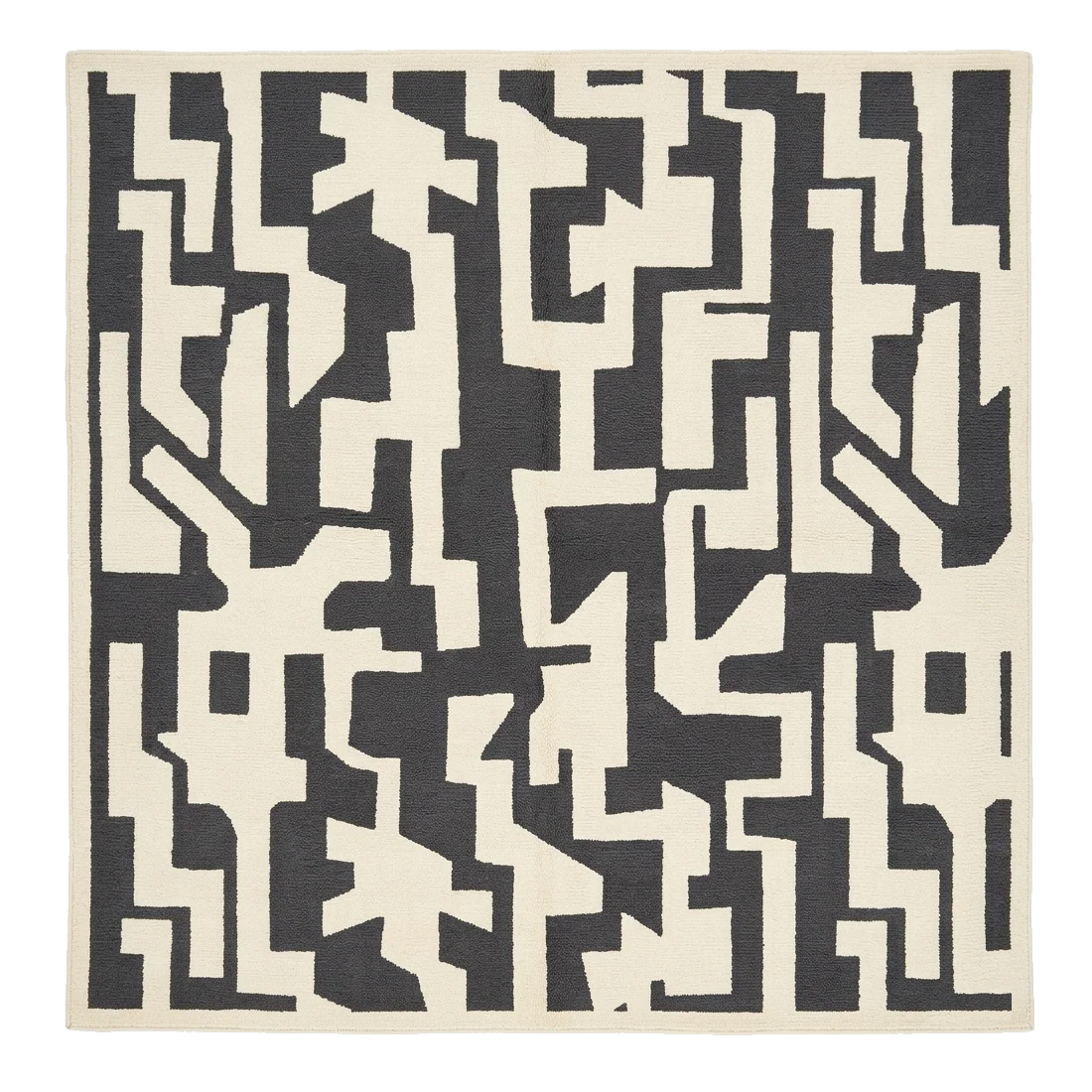 Monochrome Maze Hand Knotted Rug