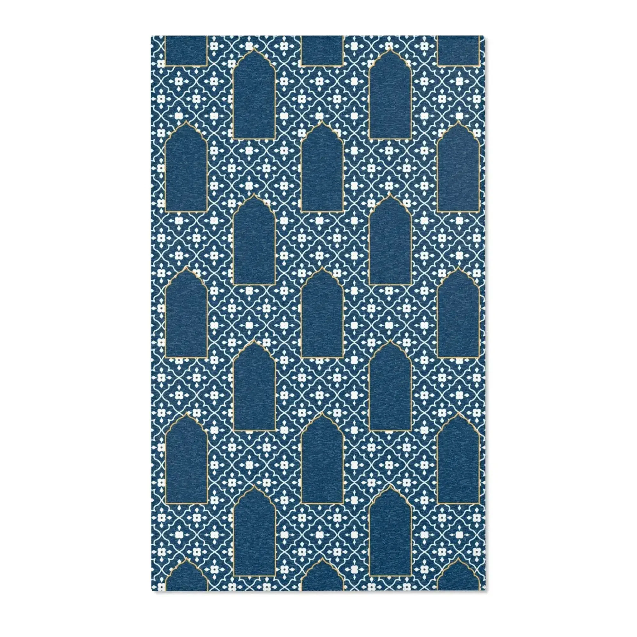 Moroccan-Inspired Blue and White Accent Rug
