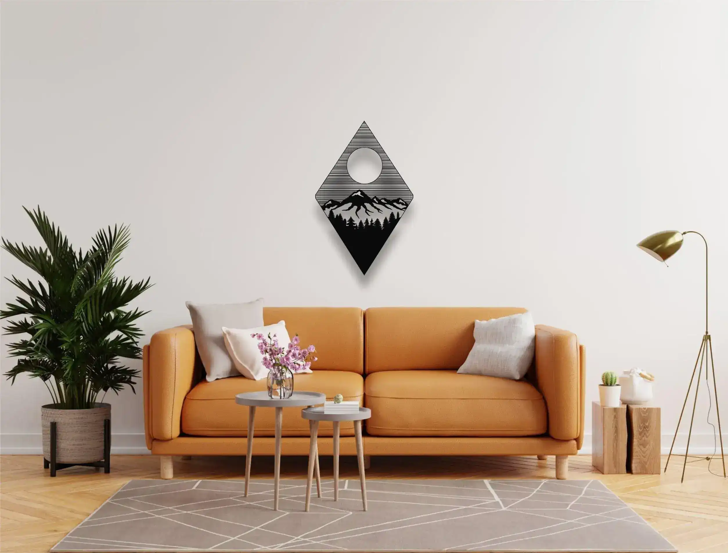 Mountain And Sun in Diamond Metal Wall Art - Image 2