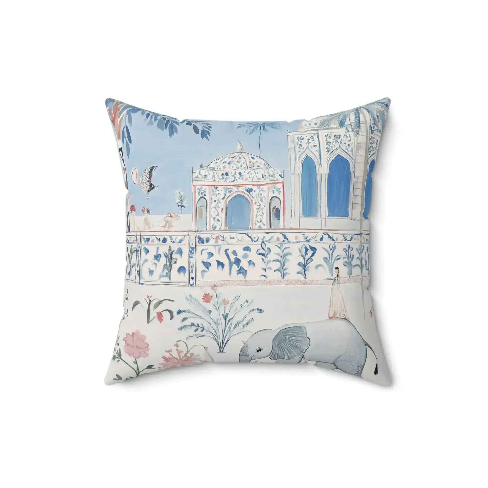 Mughal Garden Dreamscape Throw Pillow - Image 4