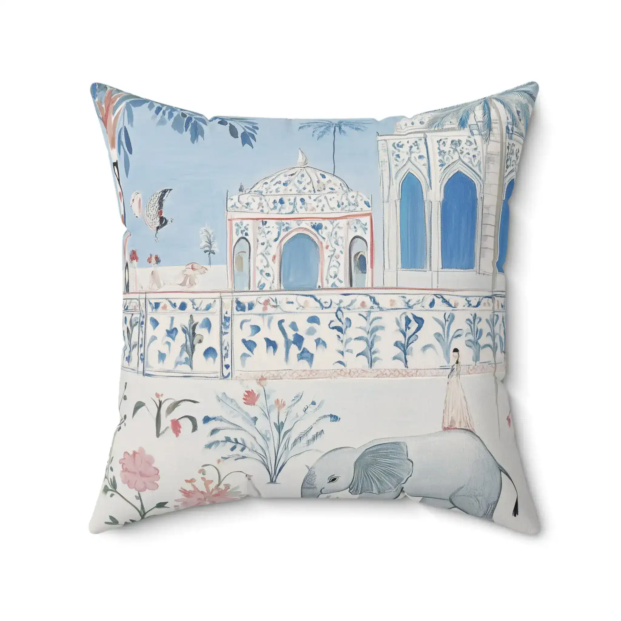 Mughal Garden Dreamscape Throw Pillow - Image 6