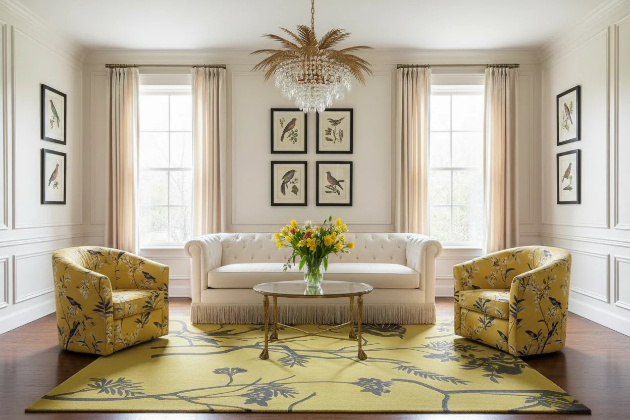 Mustard Bloom Silhouette Hand Tufted Rug - Image 2