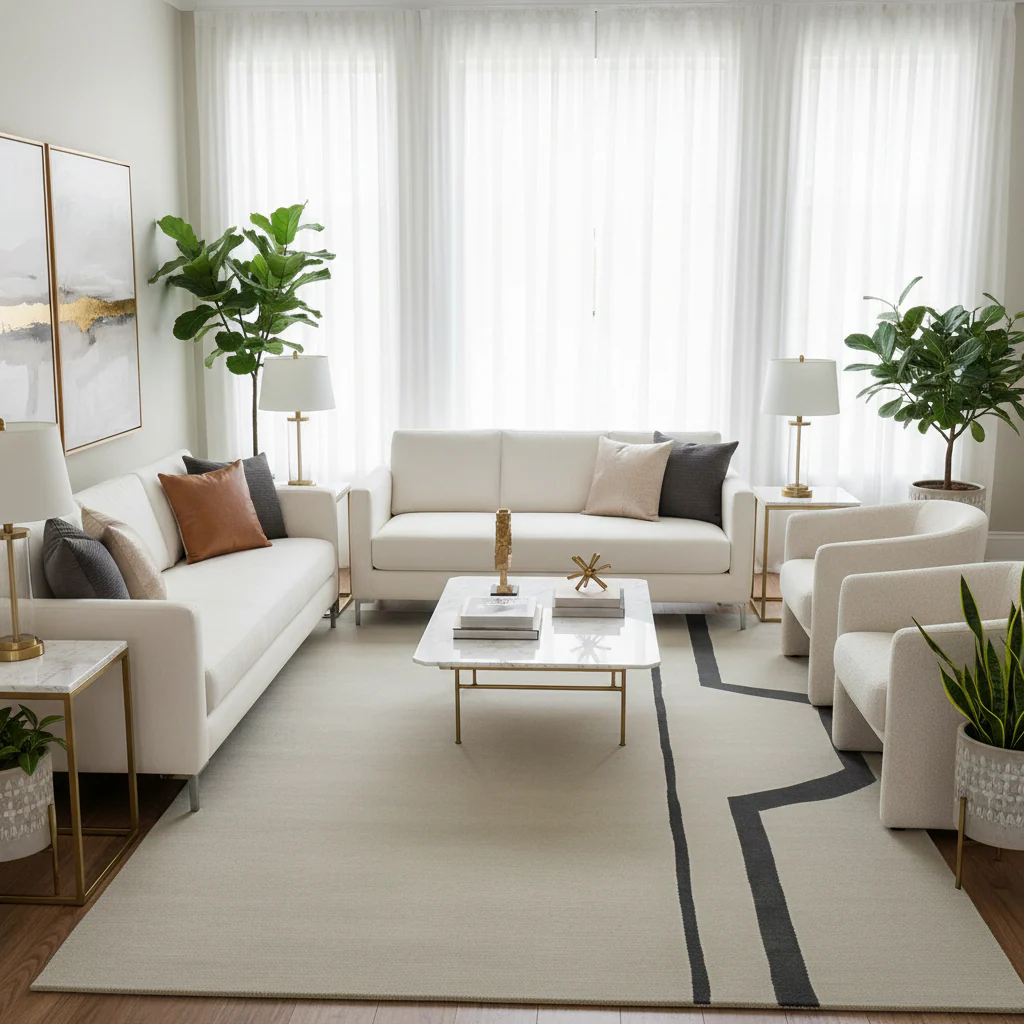 Muted Modern Line Hand Tufted Rug - Image 2