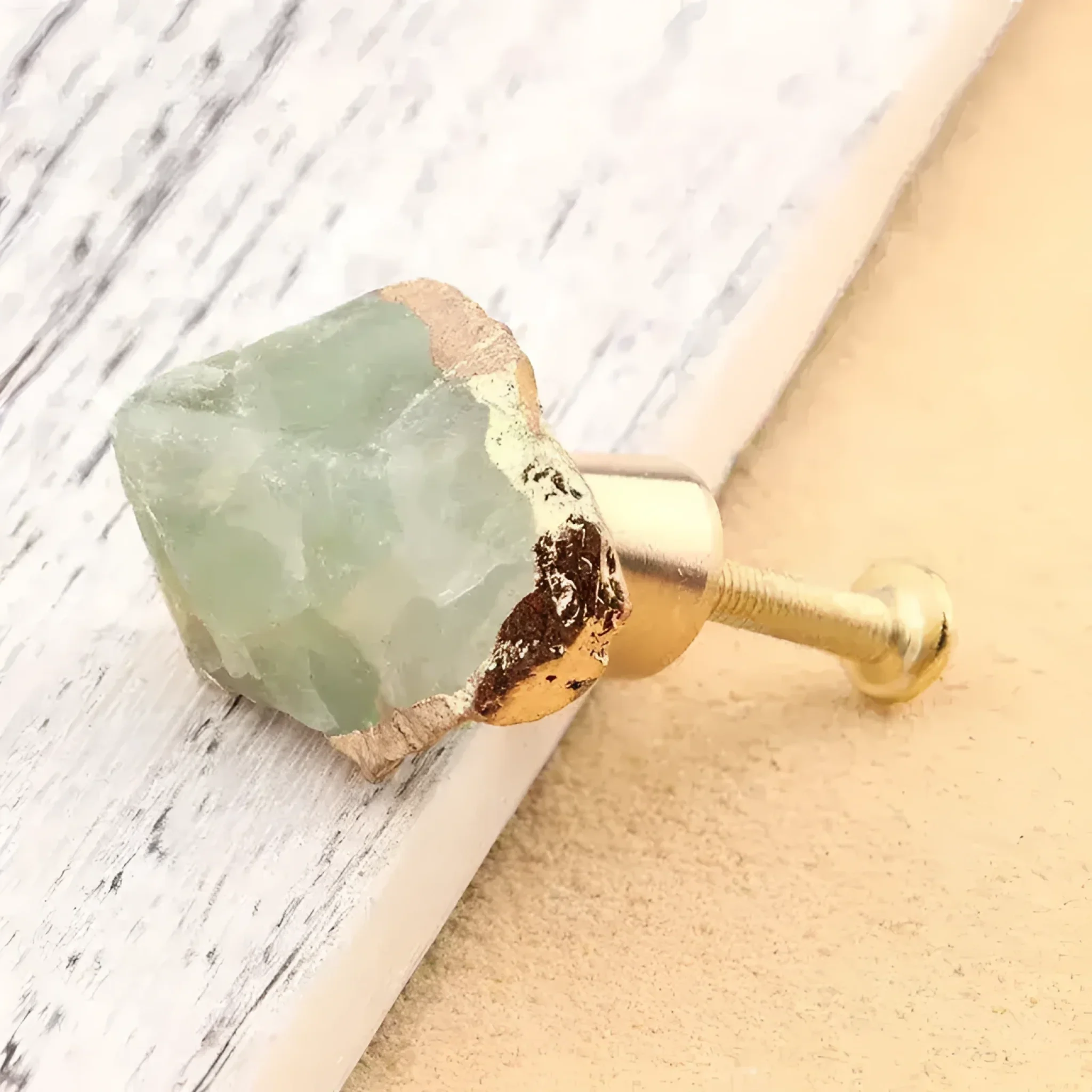 Natural Stone Brass Door Knob - Image 3