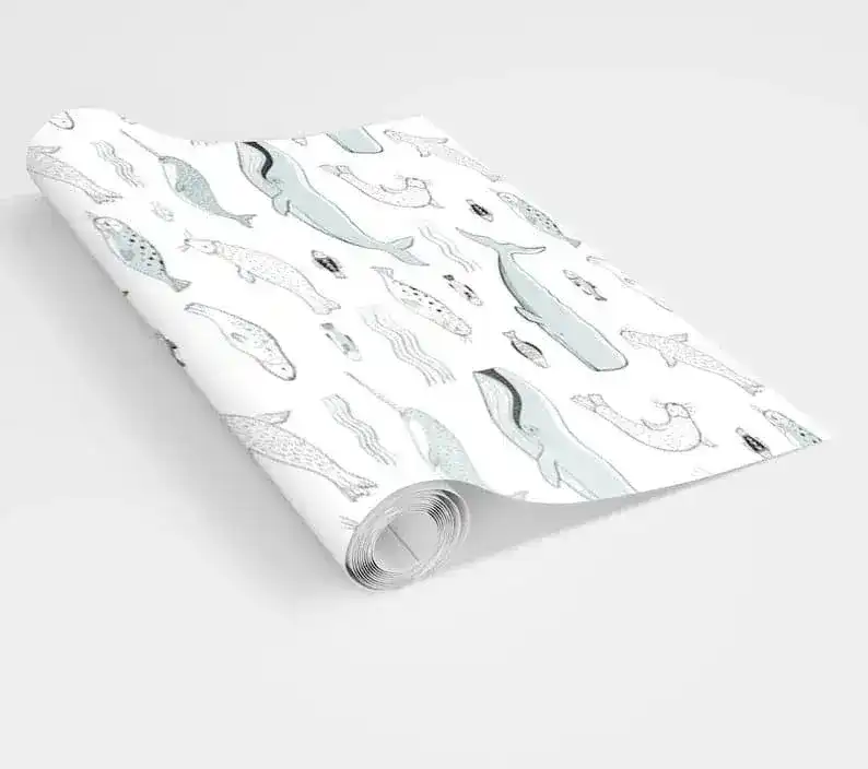 Nautical Sea Animals Narwhal Whale Wallpaper - Image 6