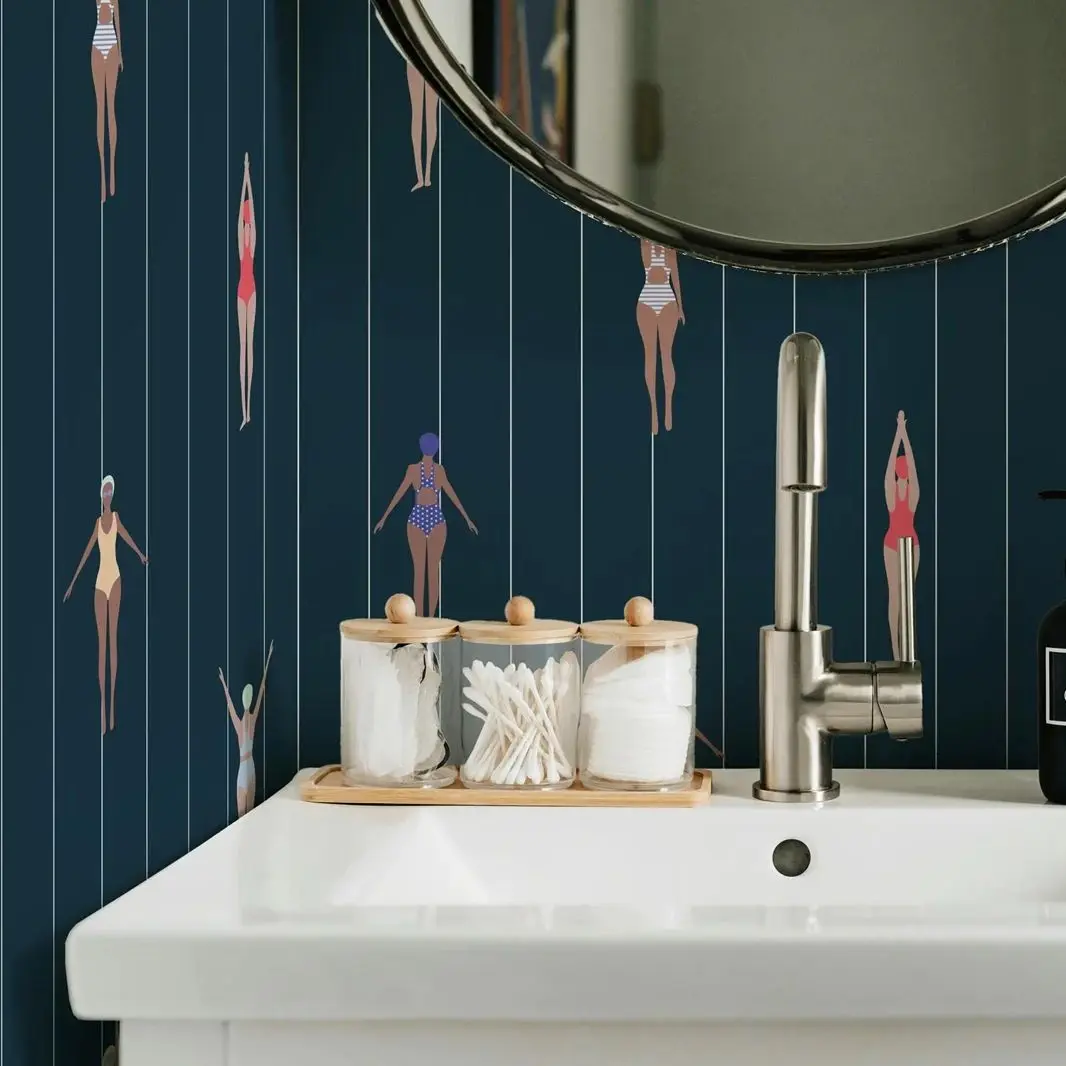 Navy Blue Swimmers Mural