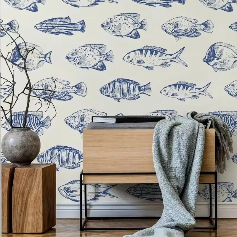 Navy Coral Fish Wallpaper - Image 3