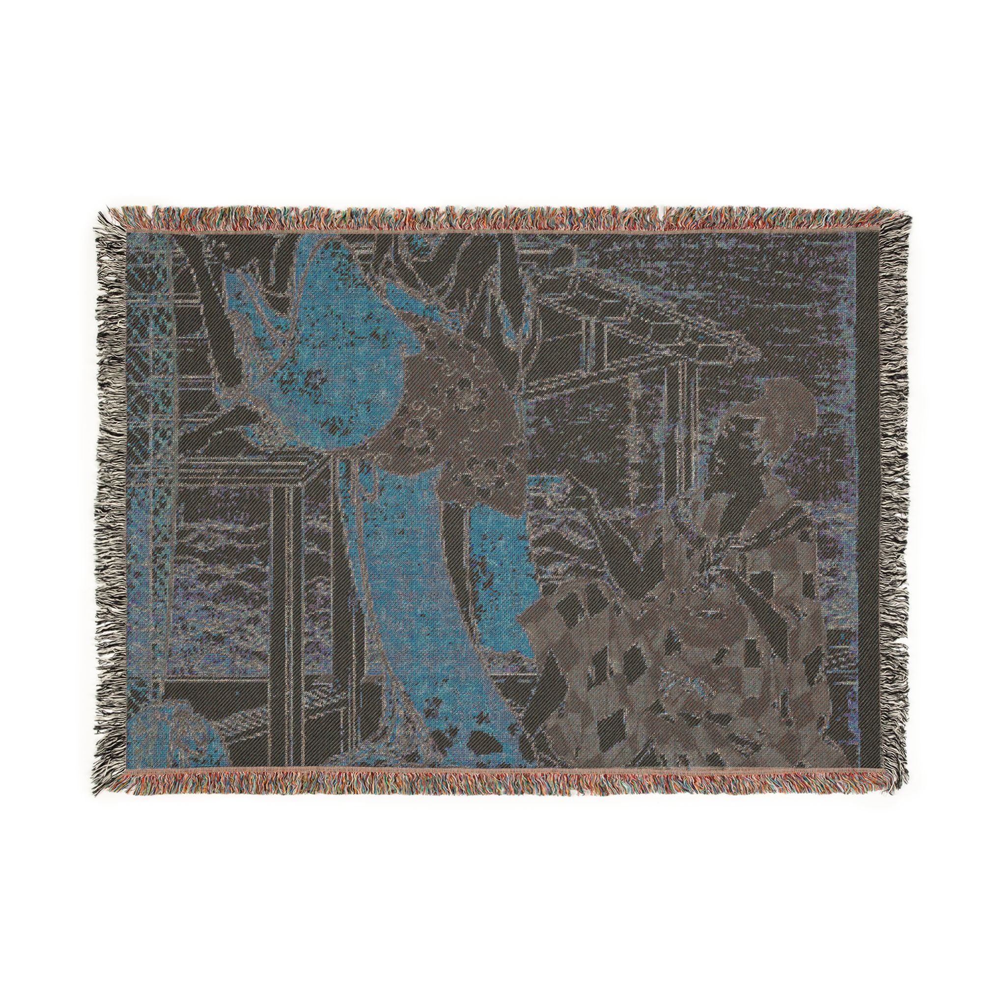 net-fishing-at-night-sumida-river-kitagawa-utamaro | Woven Tapestry Blanket - Image 4