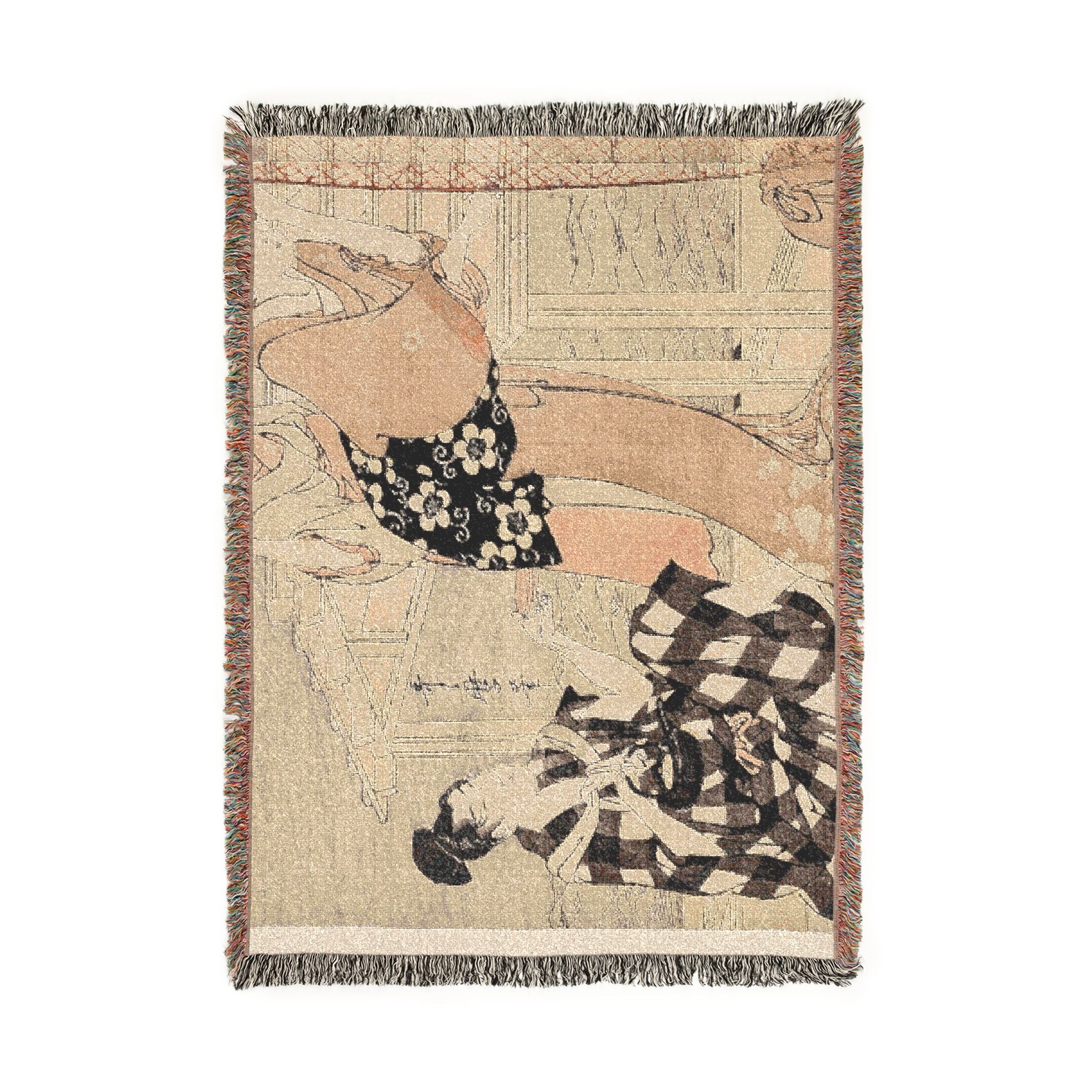 net-fishing-at-night-sumida-river-kitagawa-utamaro | Woven Tapestry Blanket - Image 6