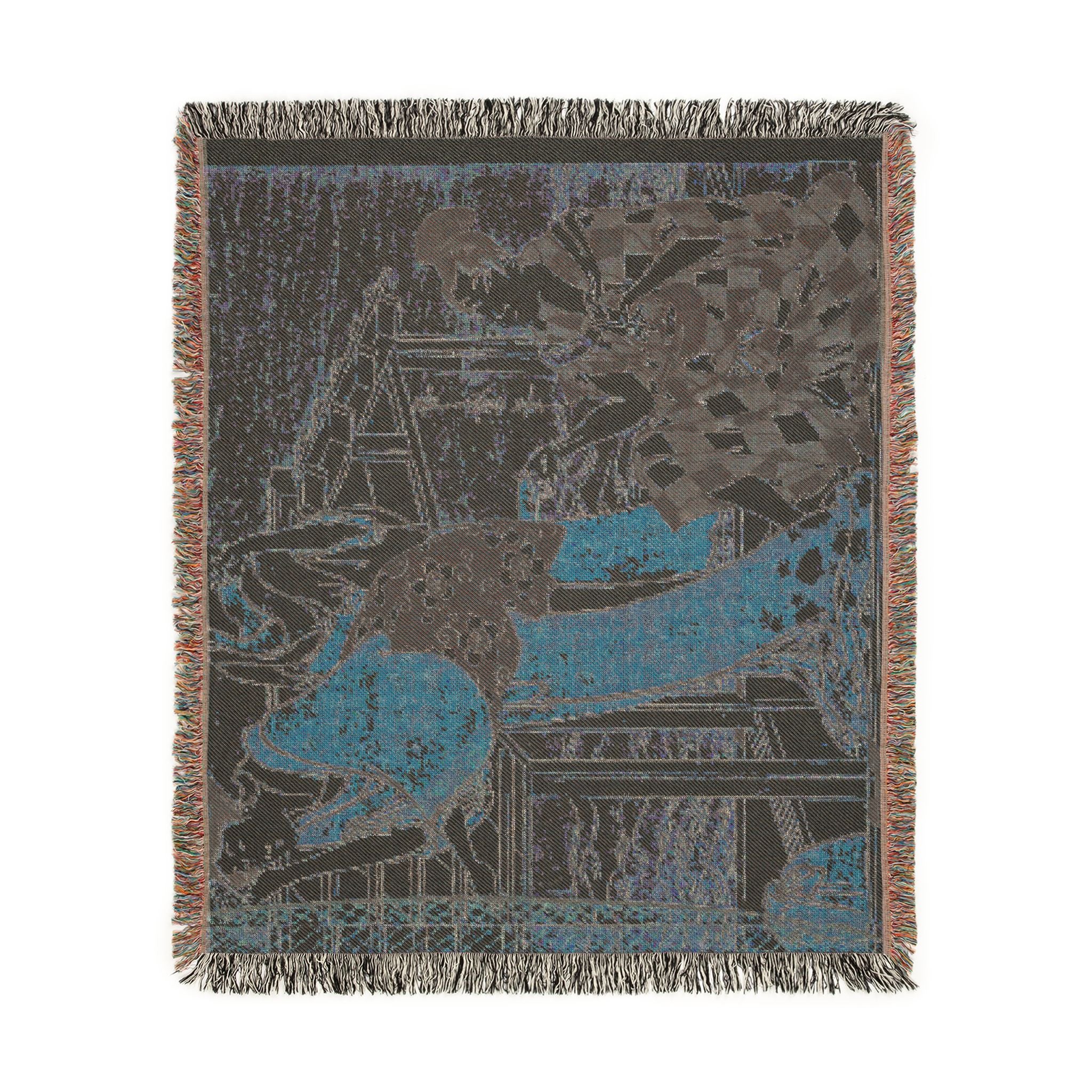net-fishing-at-night-sumida-river-kitagawa-utamaro | Woven Tapestry Blanket - Image 9